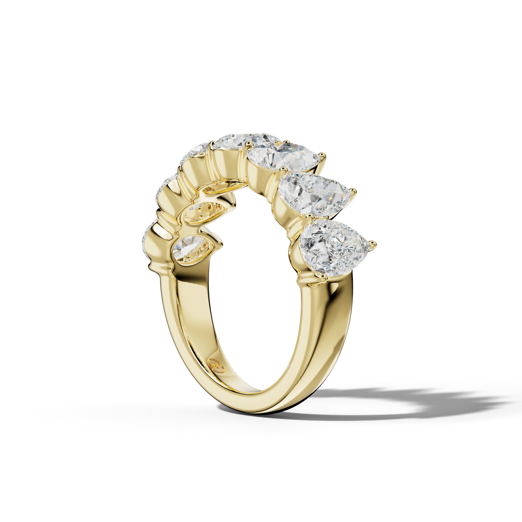4.0 Carat Pear Shape Diamond Half Anniversary Band Shared Prong  Low-Set Design
