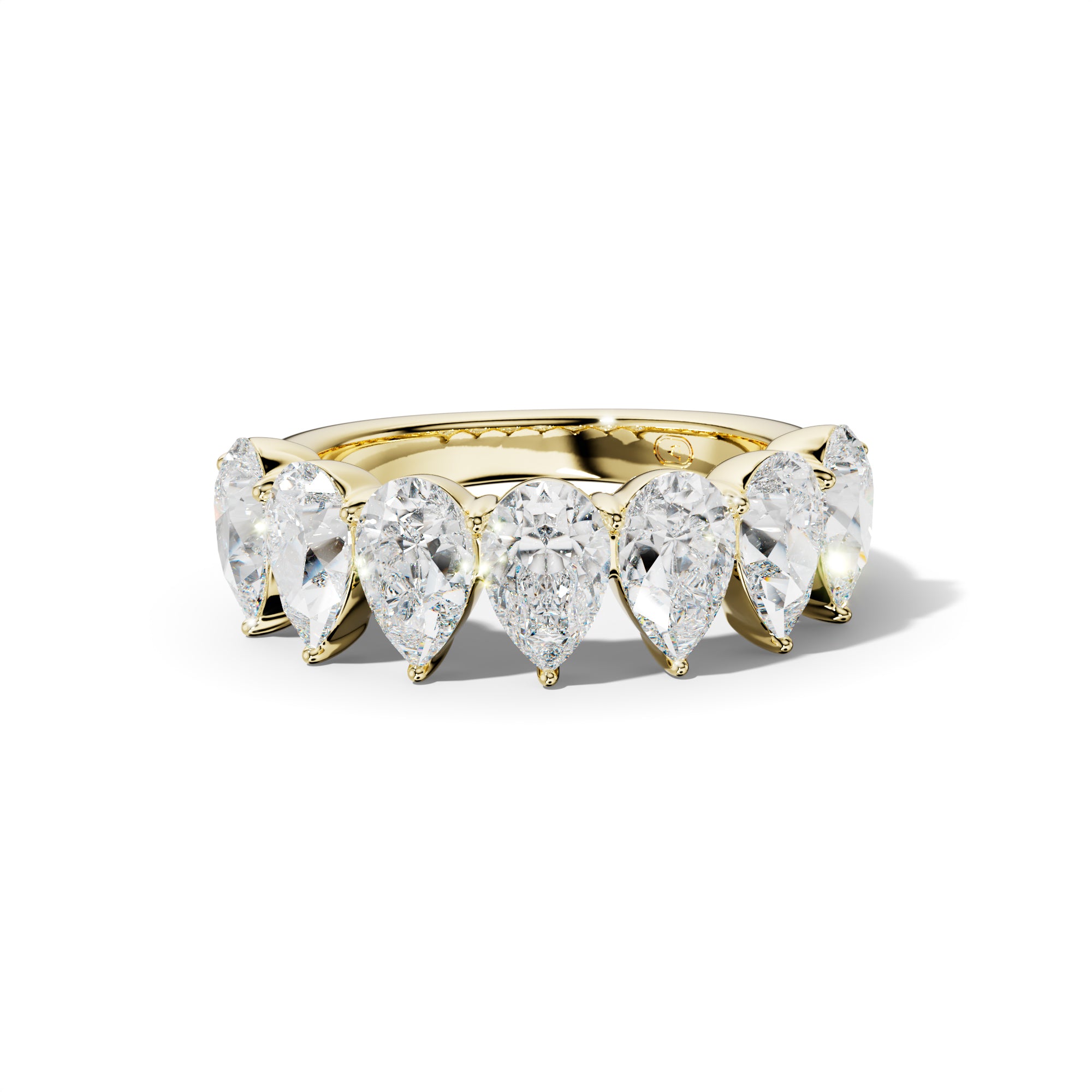 4.0 Carat Pear Shape Diamond Half Anniversary Band Shared Prong  Low-Set Design
