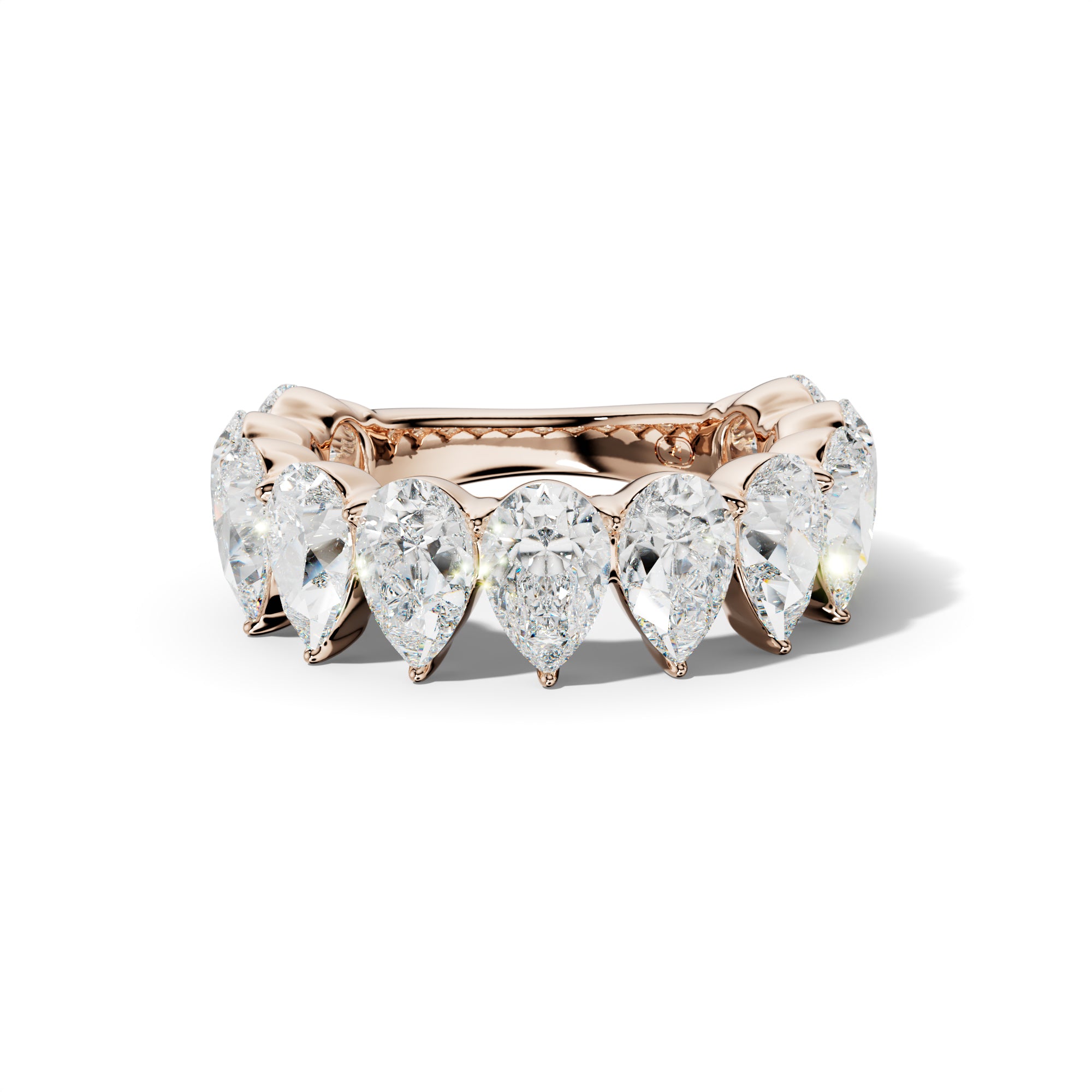 6.0 Carat Pear Shape Diamond 3/4 Anniversary Band Shared Prong  Low-Set Design