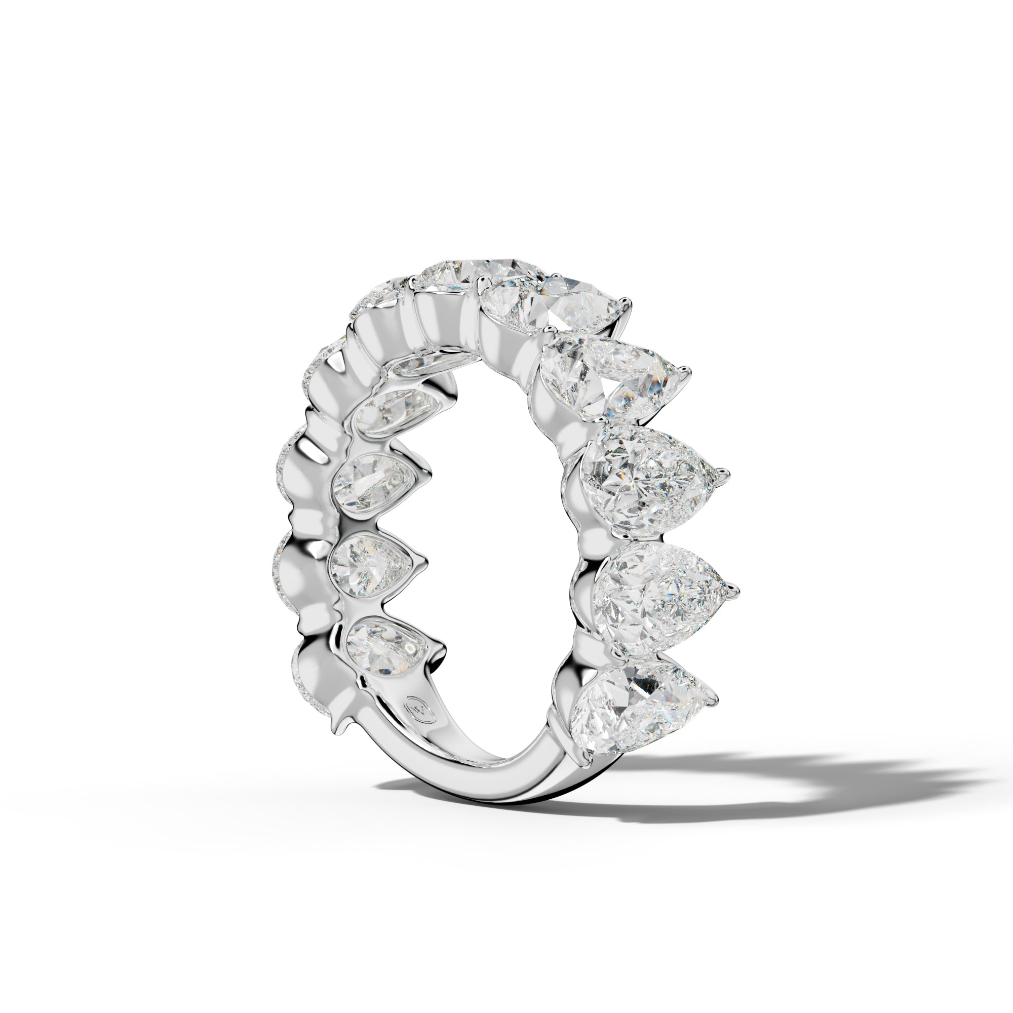 6.0 Carat Pear Shape Diamond 3/4 Anniversary Band Shared Prong  Low-Set Design