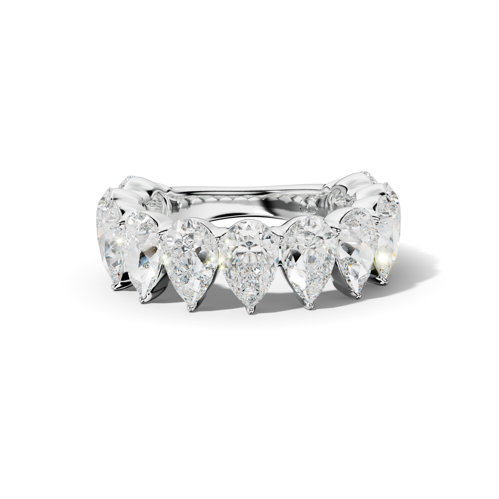 6.0 Carat Pear Shape Diamond 3/4 Anniversary Band Shared Prong  Low-Set Design