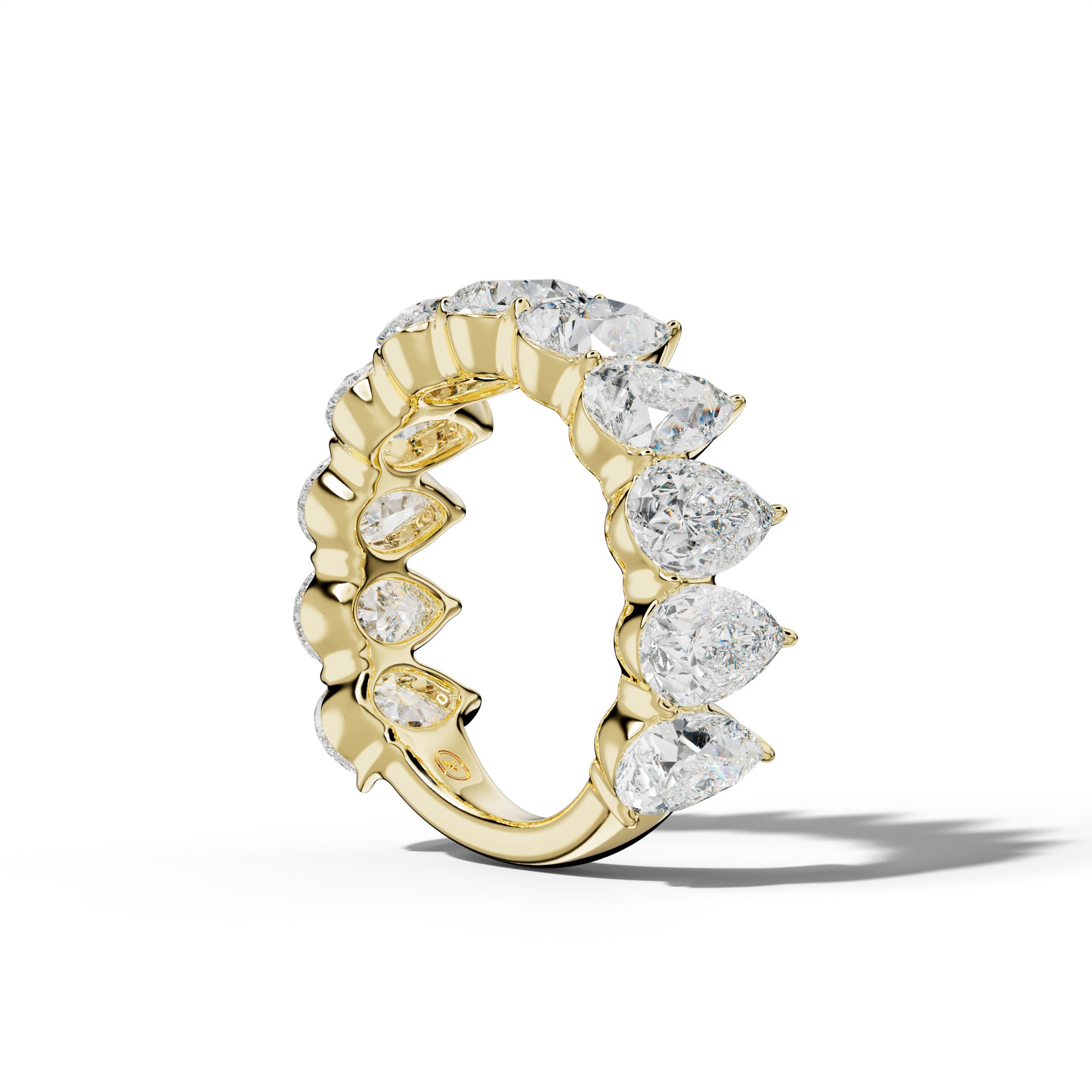 6.0 Carat Pear Shape Diamond 3/4 Anniversary Band Shared Prong  Low-Set Design