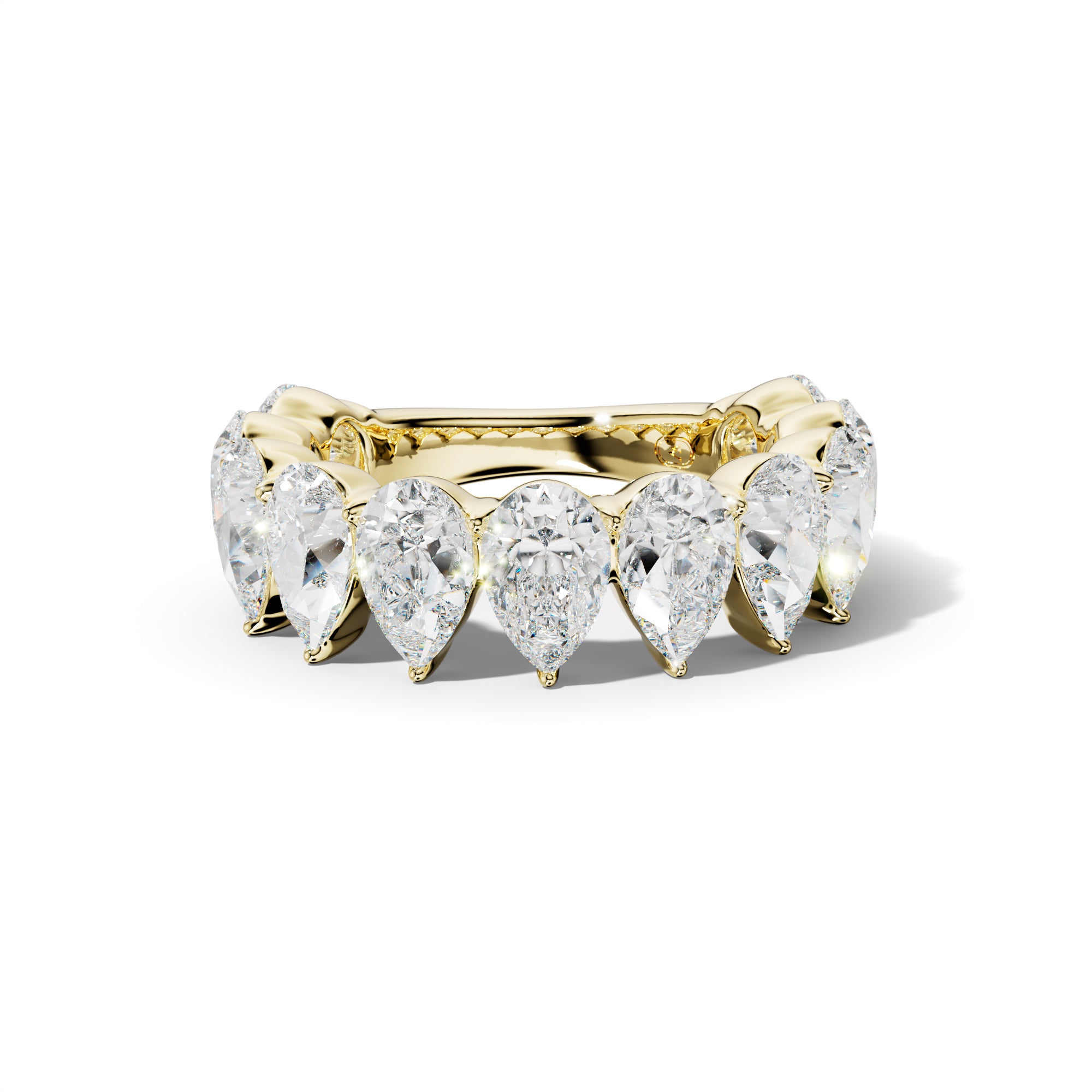6.0 Carat Pear Shape Diamond 3/4 Anniversary Band Shared Prong  Low-Set Design