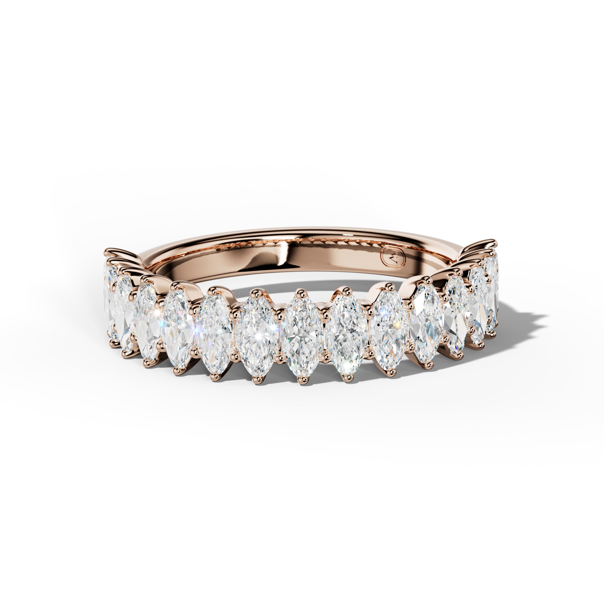 1.0 Carat Marquise Diamond Half Anniversary Band Shared Prong  Low-Set Design