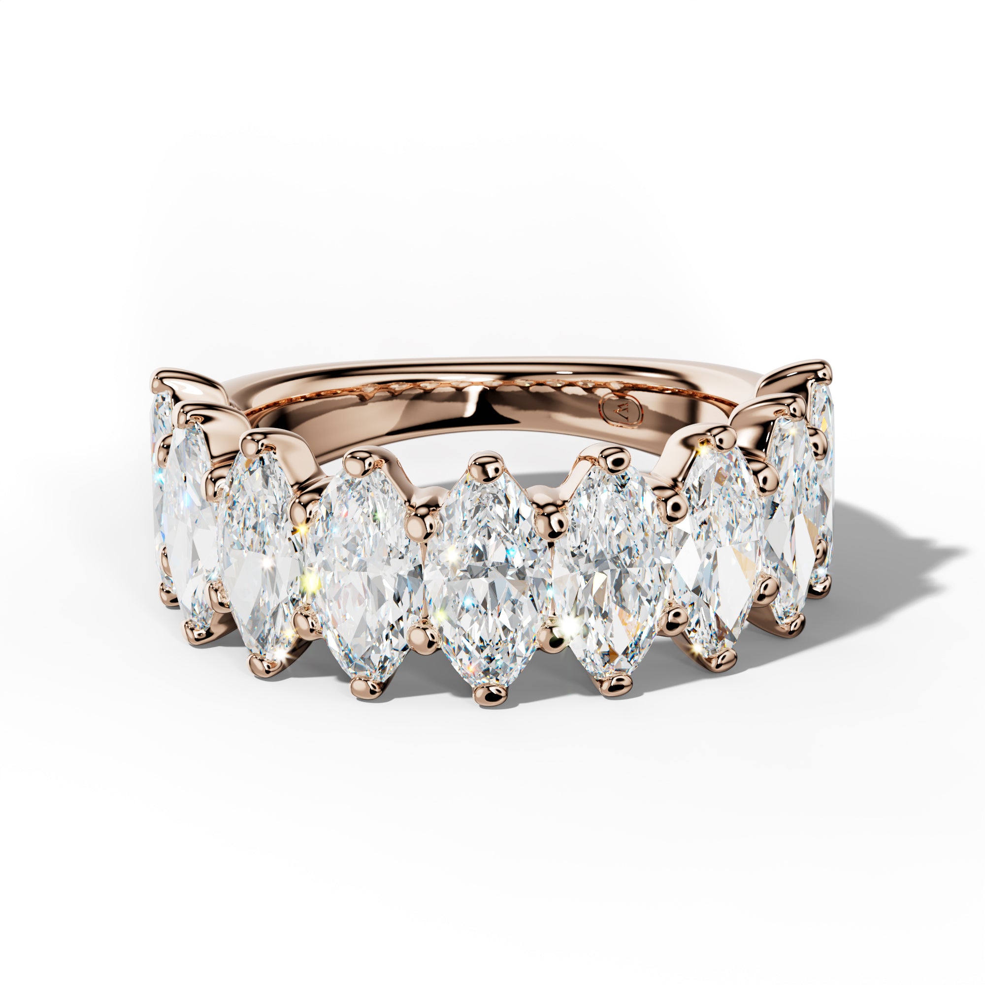 4.0 Carat Marquise Diamond Half Anniversary Band Shared Prong  Low-Set Design