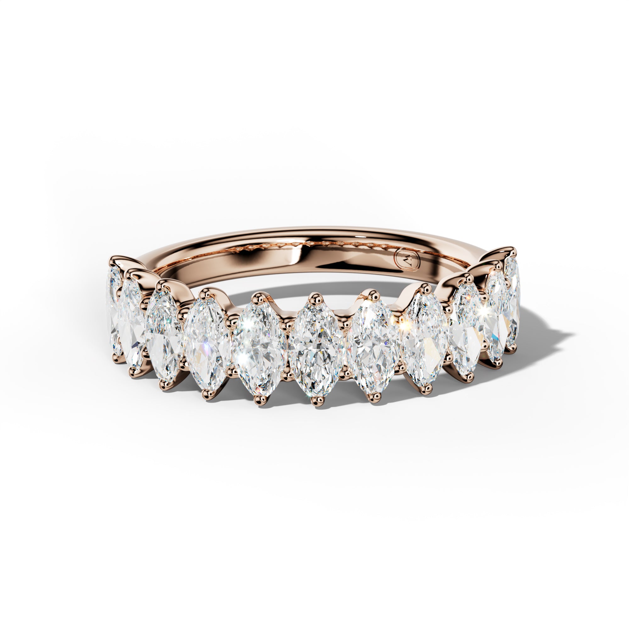 2.0 Carat Marquise Diamond Half Anniversary Band Shared Prong  Low-Set Design