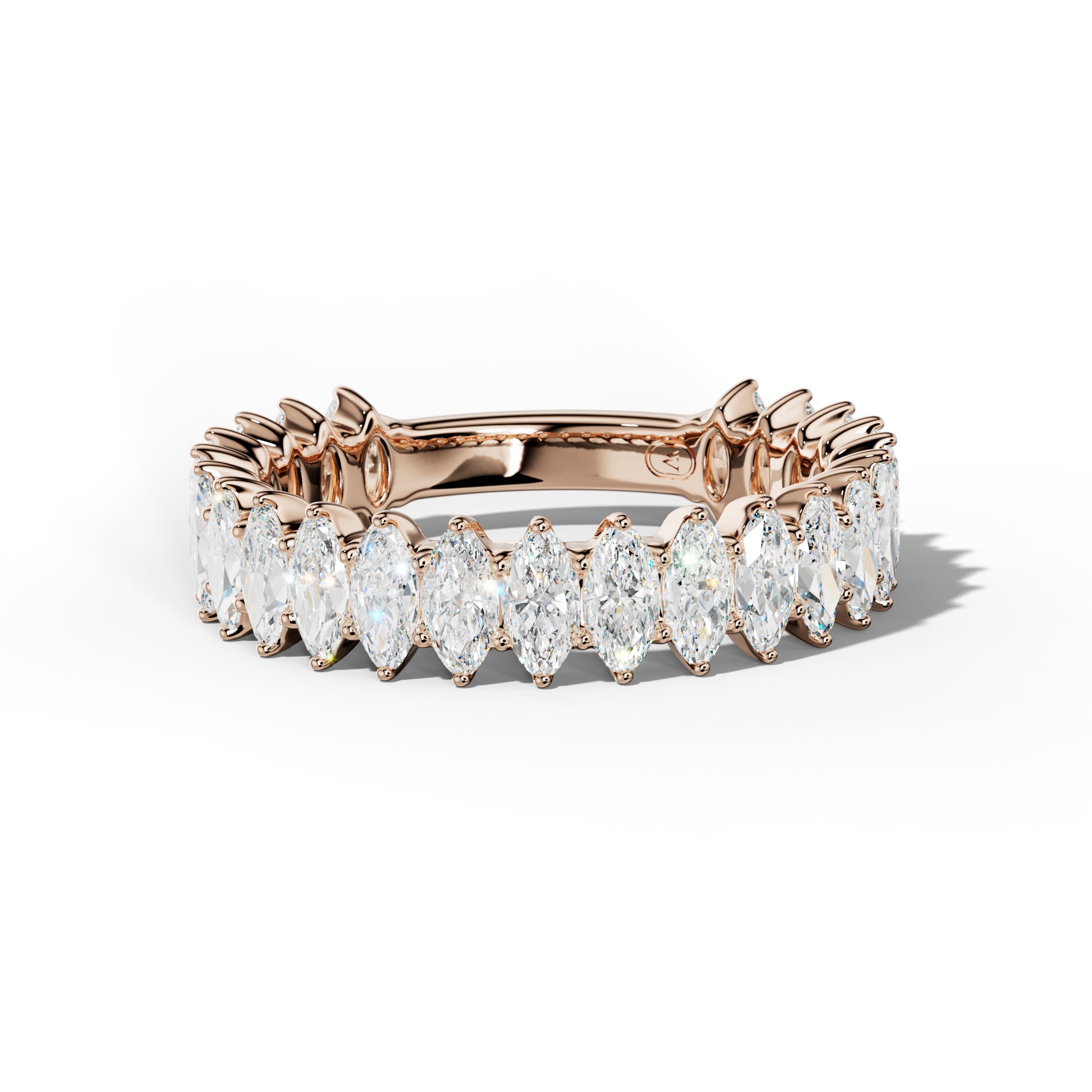 2.0 Carat Marquise Diamond 3/4 Anniversary Band Shared Prong  Low-Set Design