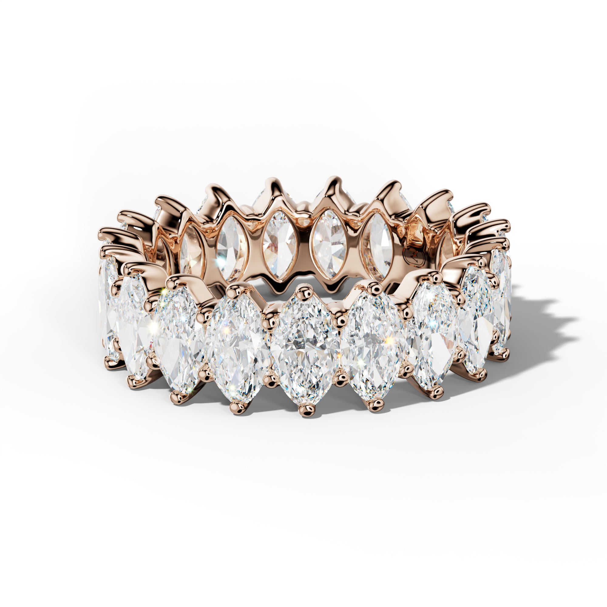 6.0 Carat Marquise Diamond Eternity Band Shared Prong  Low-Set Design