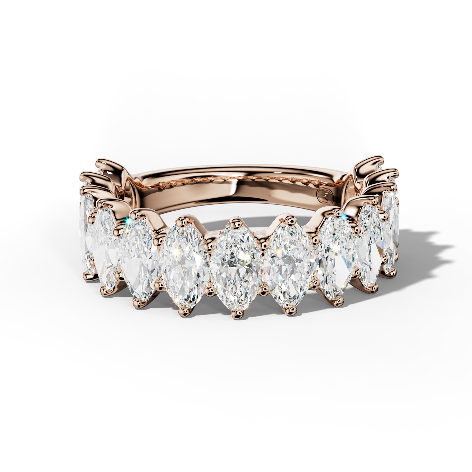 4.0 Carat Marquise Diamond 3/4 Anniversary Band Shared Prong  Low-Set Design