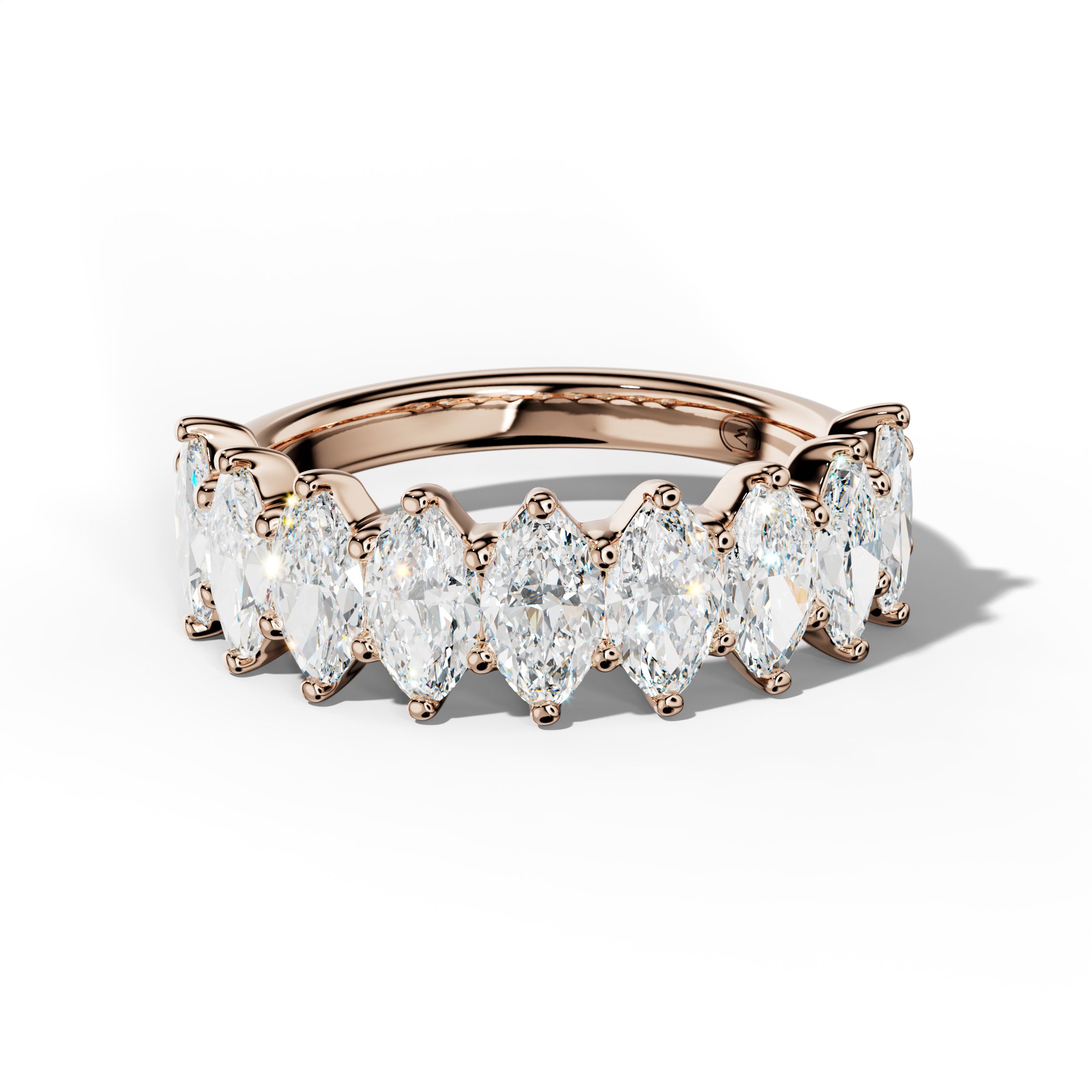 3.0 Carat Marquise Diamond Half Anniversary Band Shared Prong  Low-Set Design