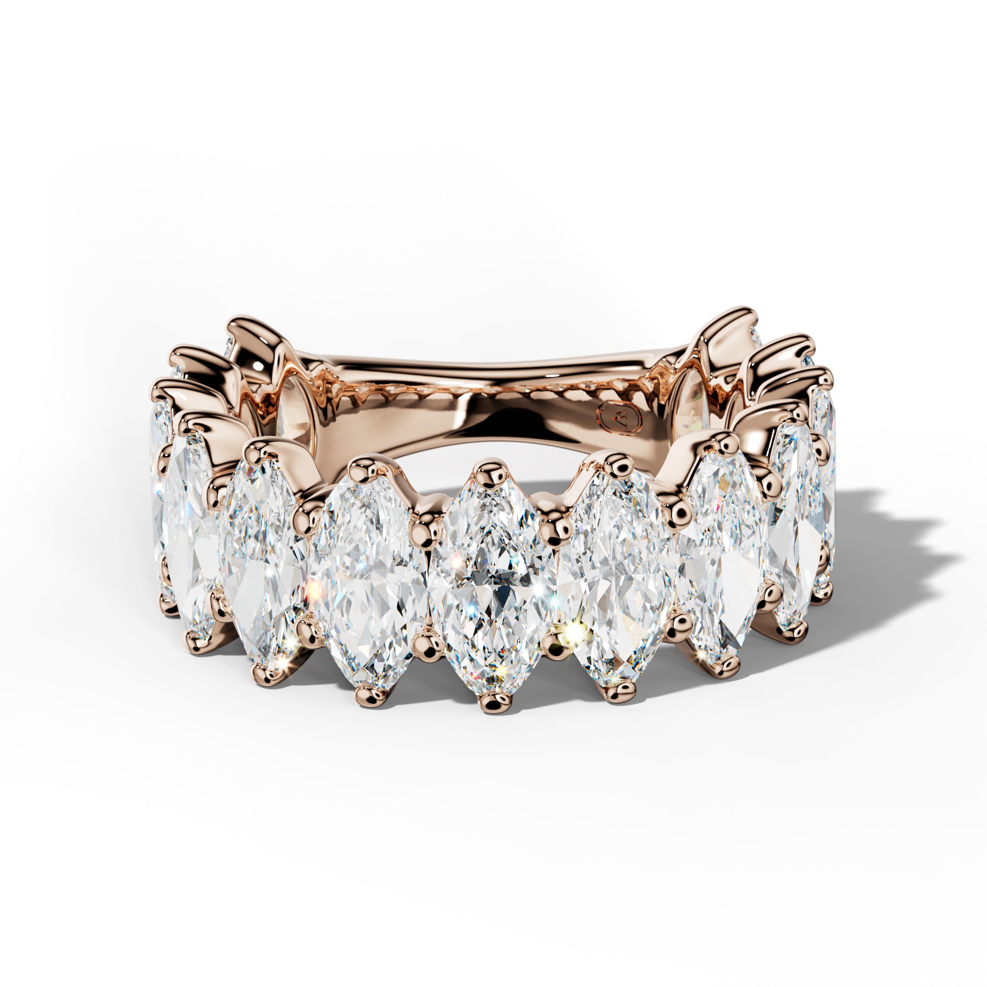 6.0 Carat Marquise Diamond 3/4 Anniversary Band Shared Prong  Low-Set Design