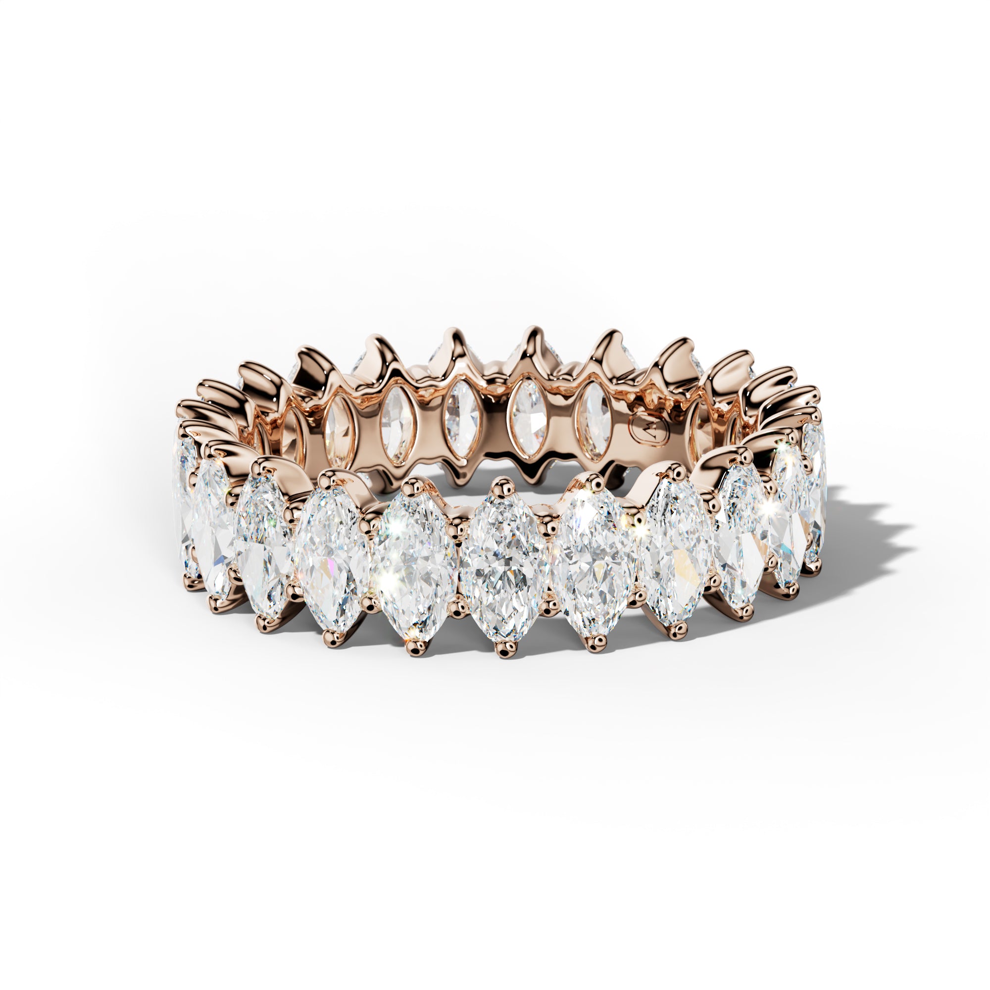 4.0 Carat Marquise Diamond Eternity Band Shared Prong  Low-Set Design