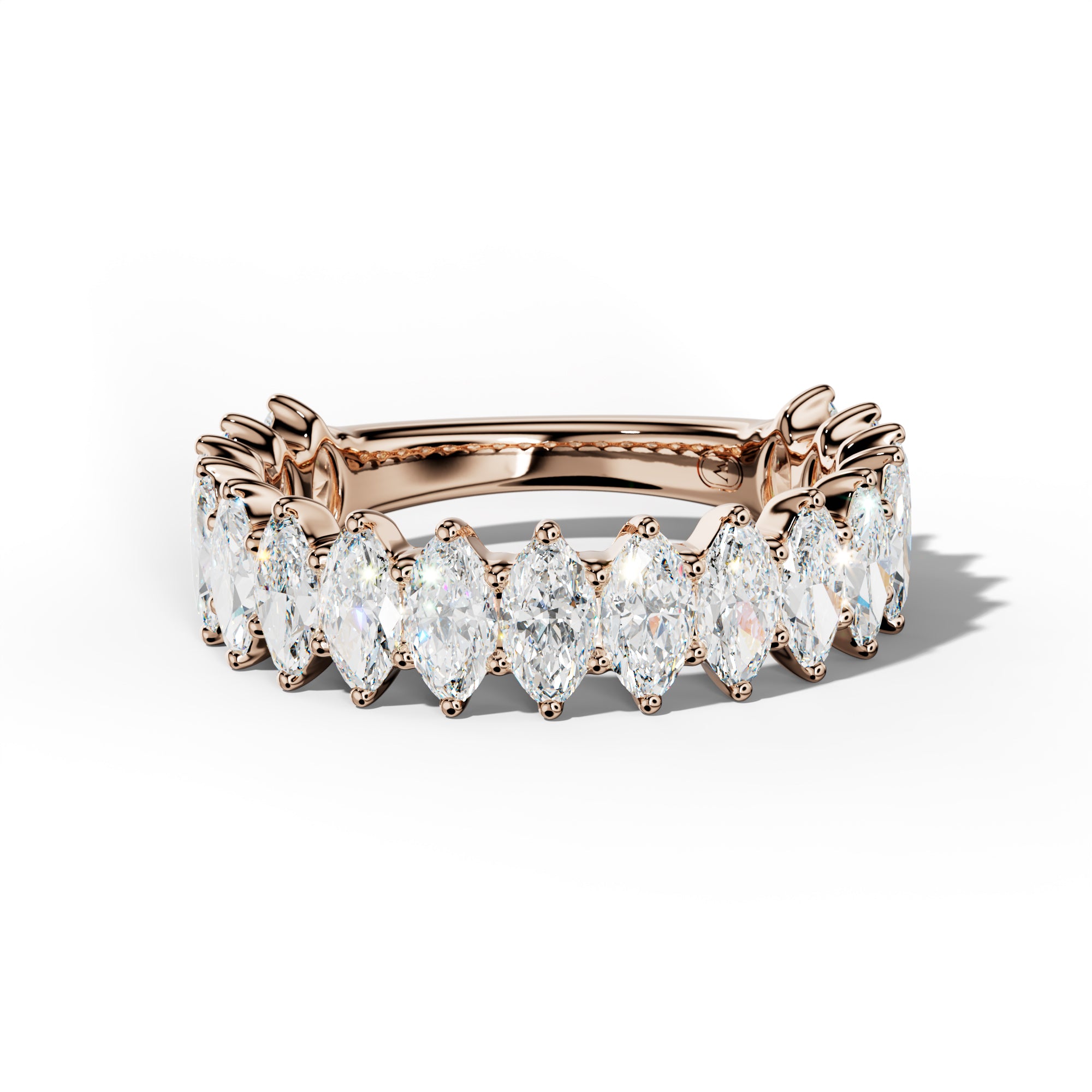 3.0 Carat Marquise Diamond 3/4 Anniversary Band Shared Prong  Low-Set Design