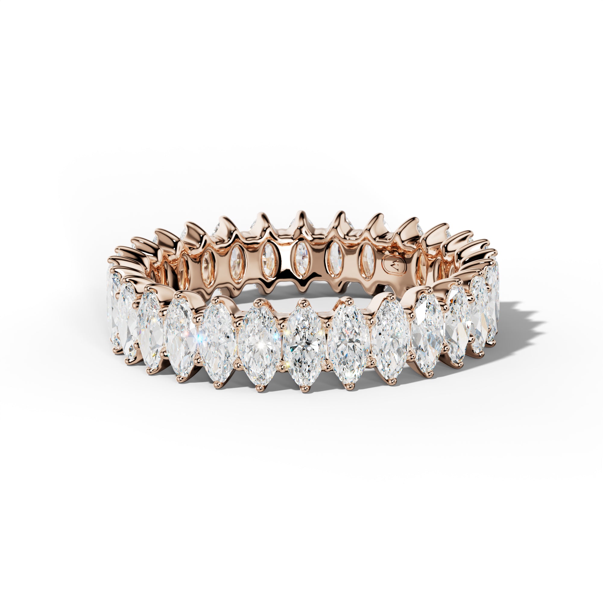 3.0 Carat Marquise Diamond Eternity Band Shared Prong  Low-Set Design