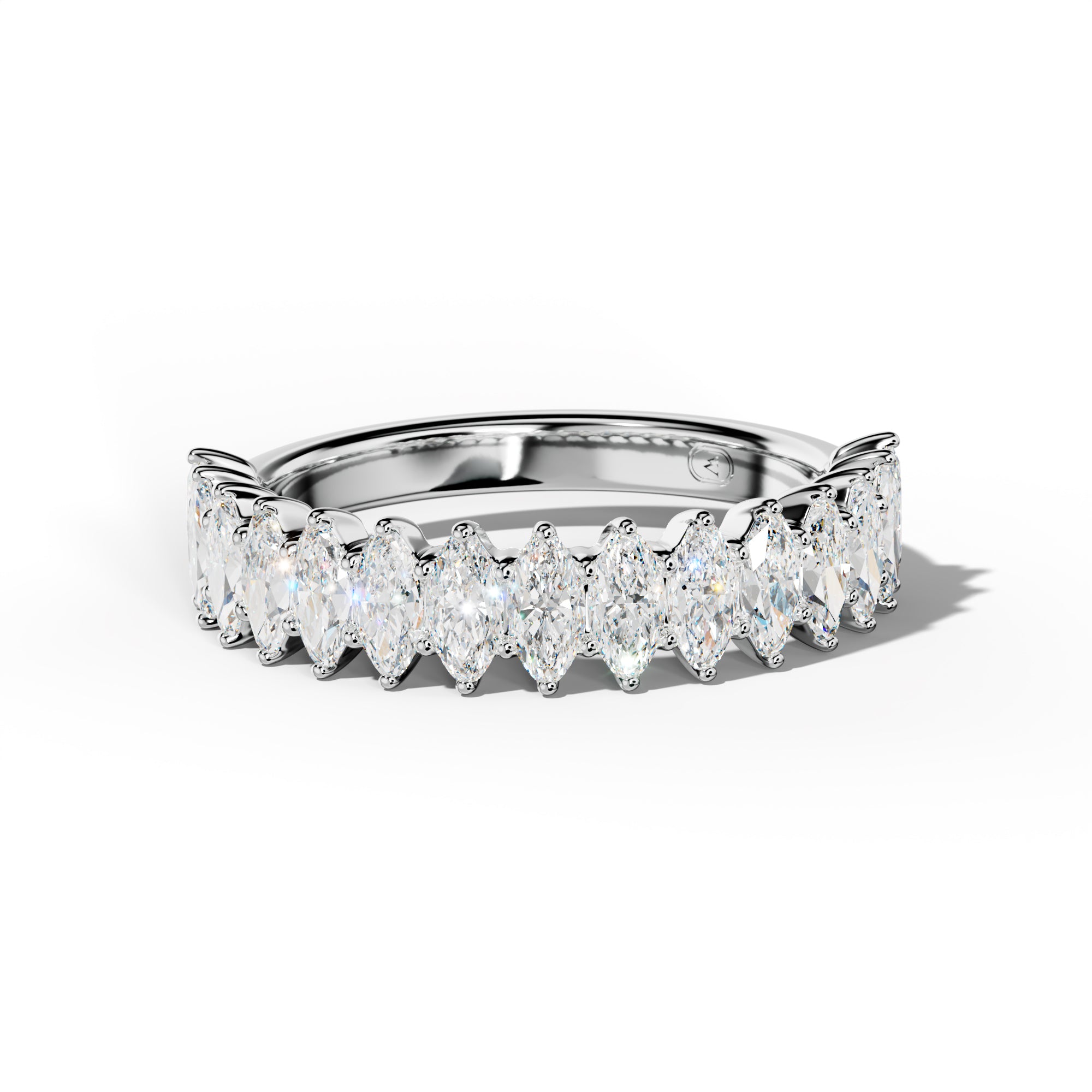 1.0 Carat Marquise Diamond Half Anniversary Band Shared Prong  Low-Set Design