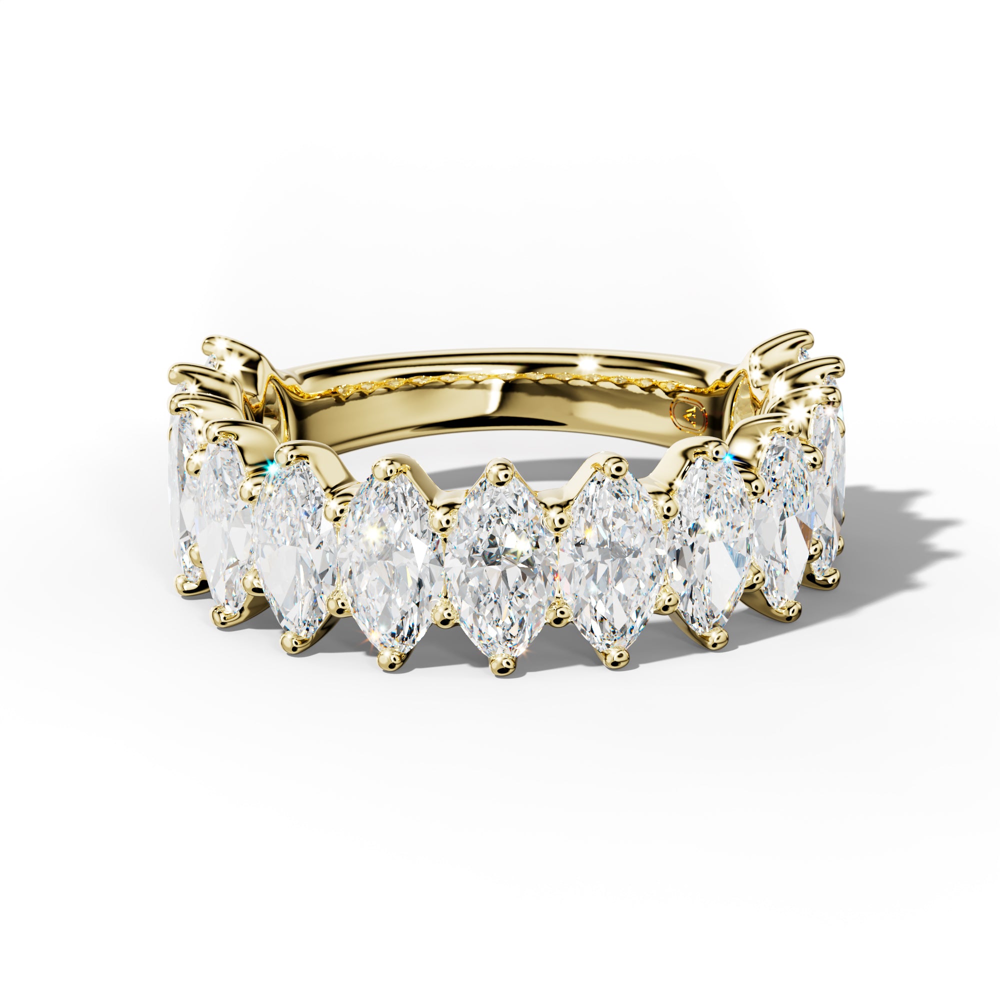 4.0 Carat Marquise Diamond 3/4 Anniversary Band Shared Prong  Low-Set Design