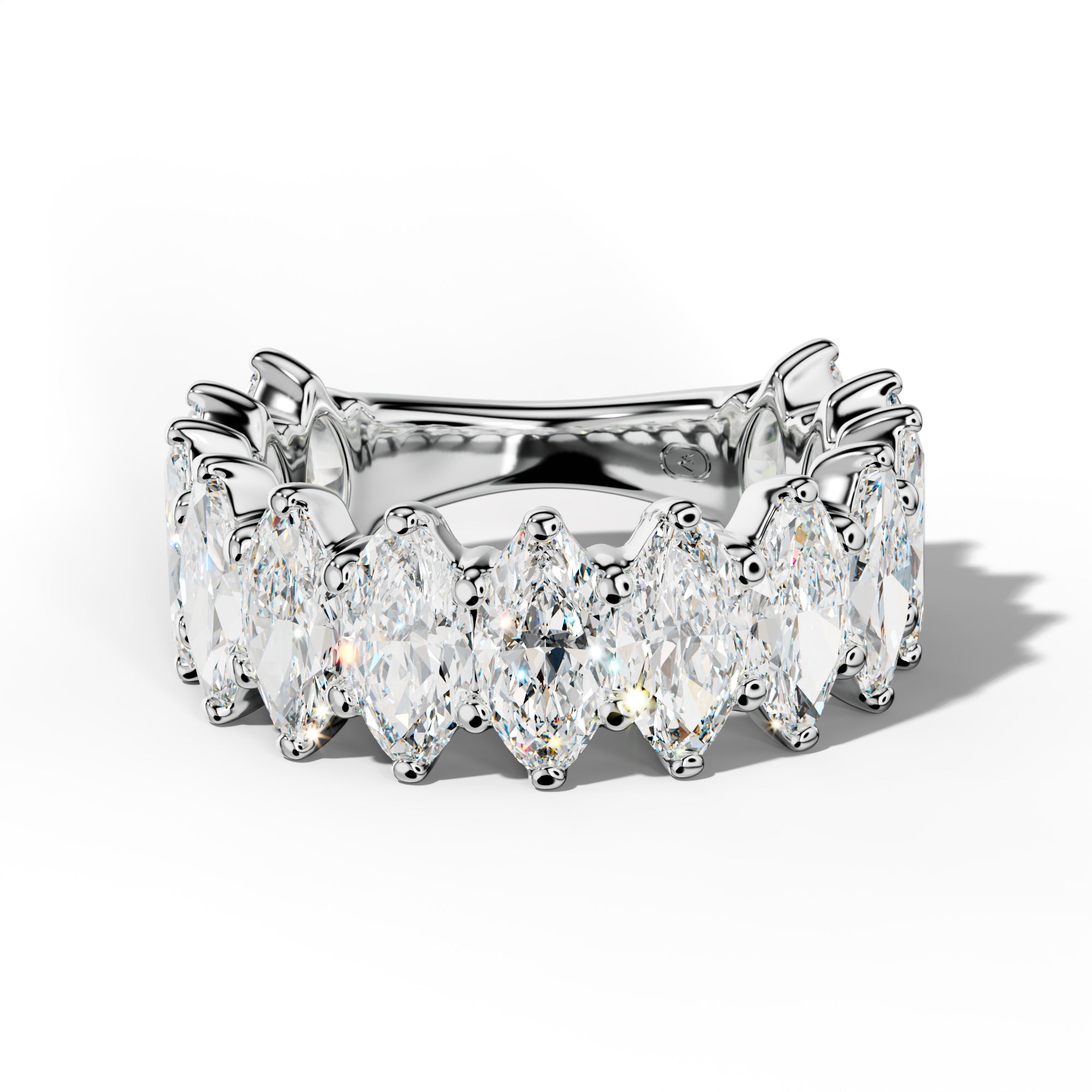 6.0 Carat Marquise Diamond 3/4 Anniversary Band Shared Prong  Low-Set Design