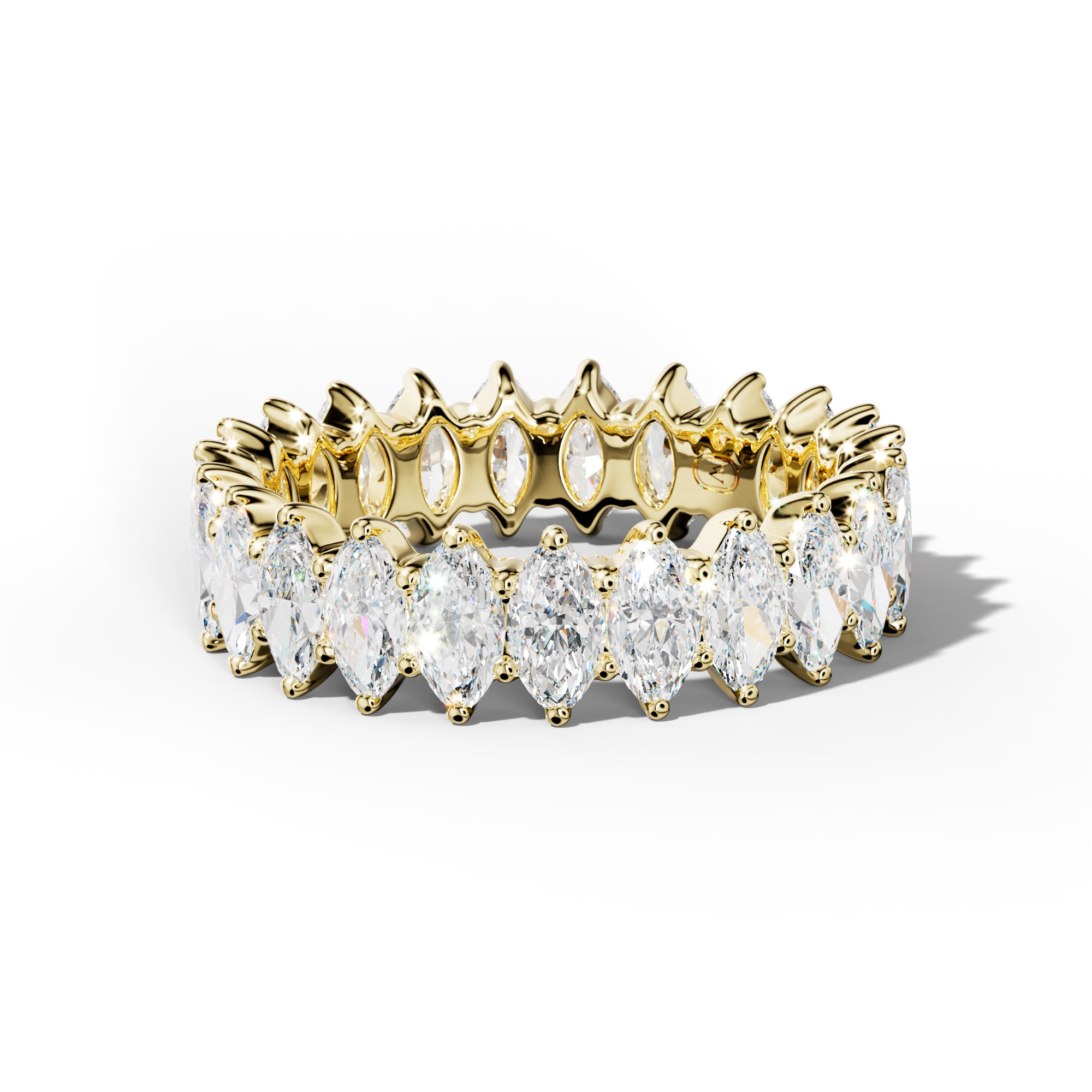 4.0 Carat Marquise Diamond Eternity Band Shared Prong  Low-Set Design