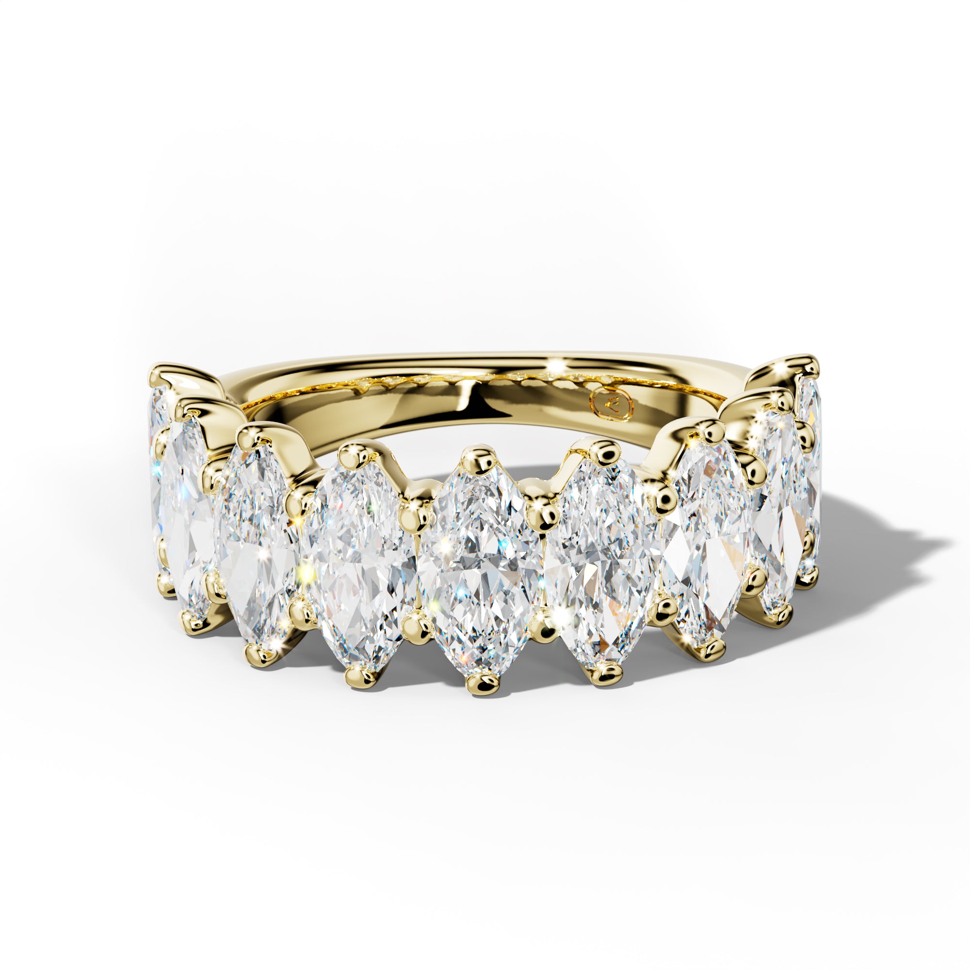4.0 Carat Marquise Diamond Half Anniversary Band Shared Prong  Low-Set Design