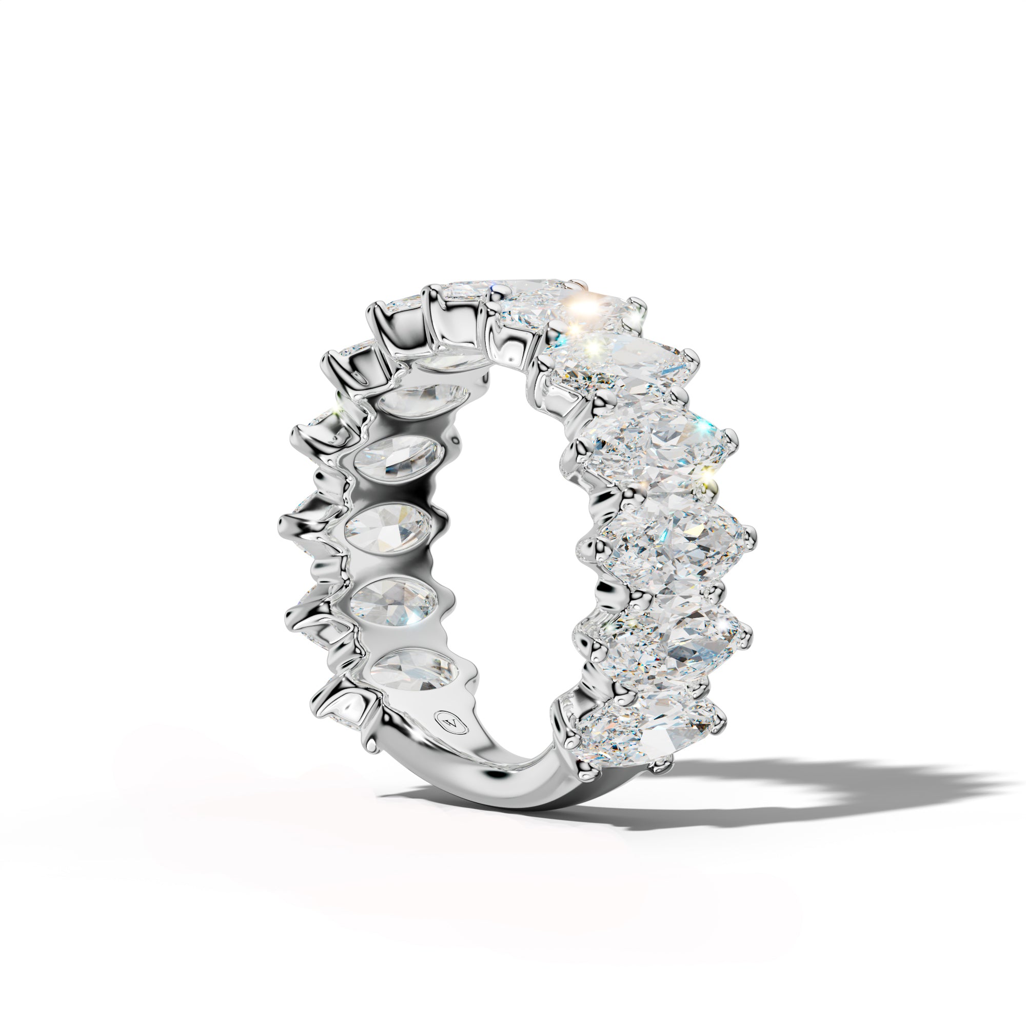 6.0 Carat Marquise Diamond 3/4 Anniversary Band Shared Prong  Low-Set Design
