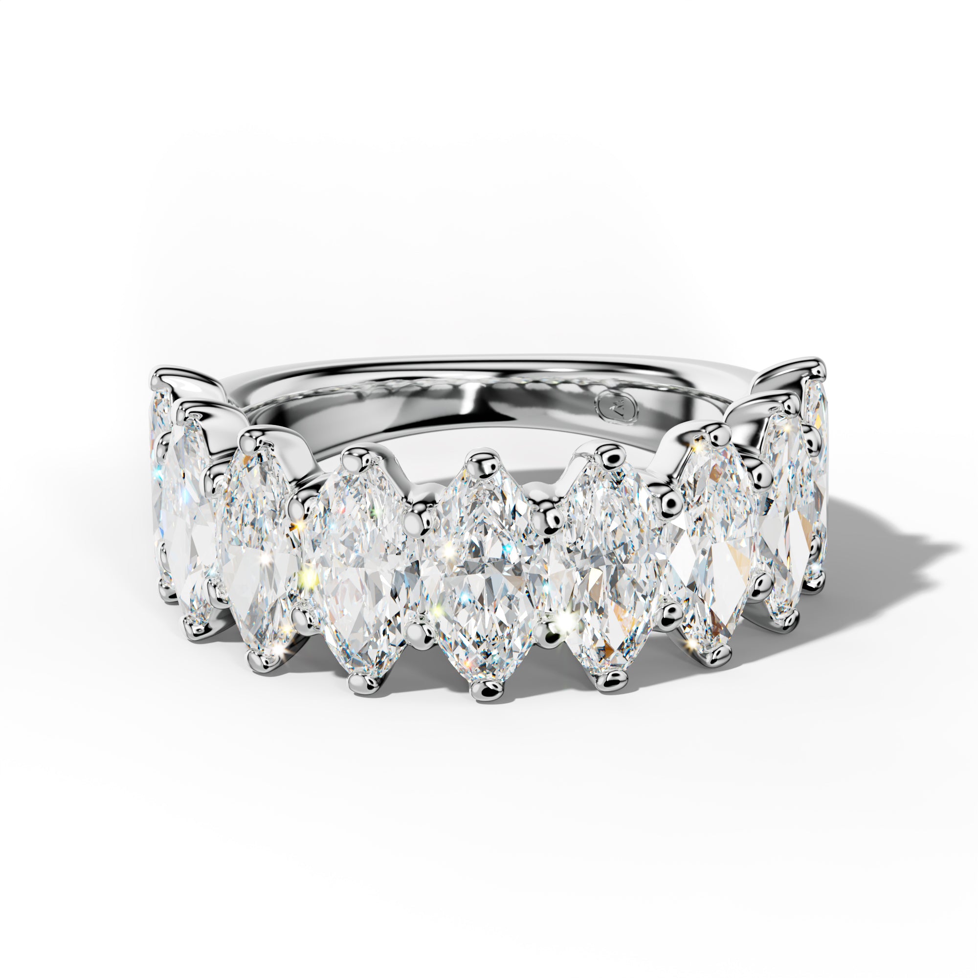 4.0 Carat Marquise Diamond Half Anniversary Band Shared Prong  Low-Set Design