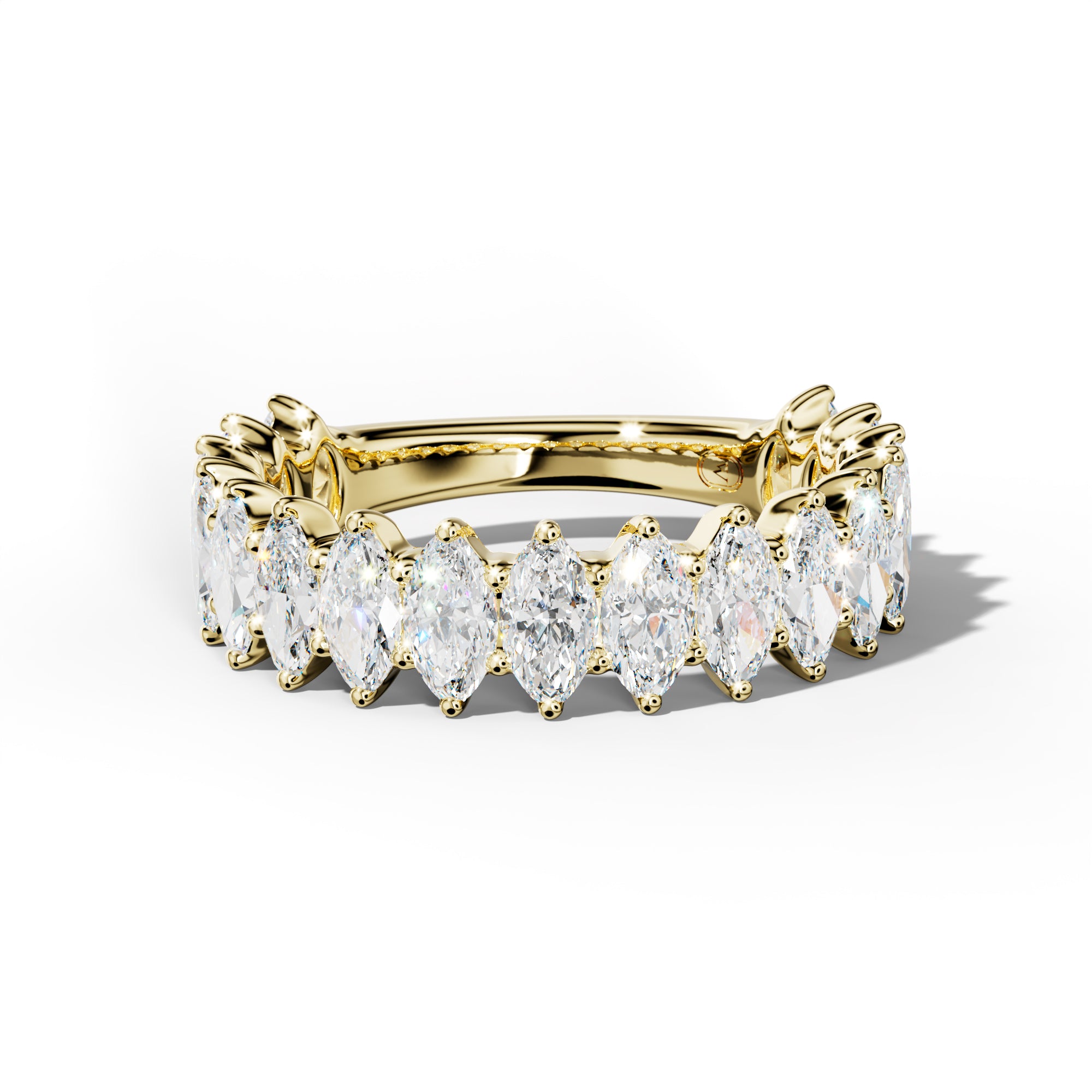 3.0 Carat Marquise Diamond 3/4 Anniversary Band Shared Prong  Low-Set Design