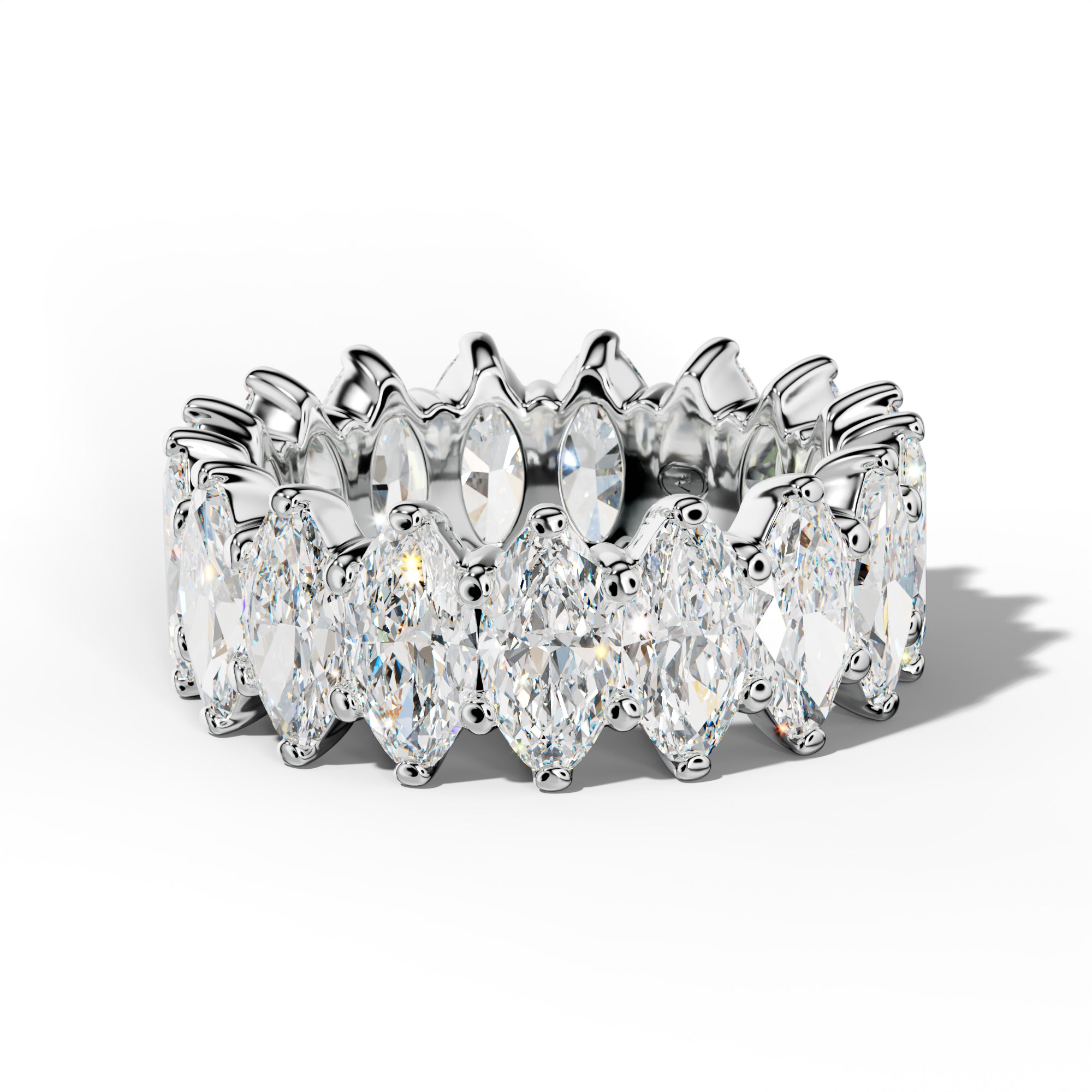 8.0 Carat Marquise Diamond Eternity Band Shared Prong  Low-Set Design