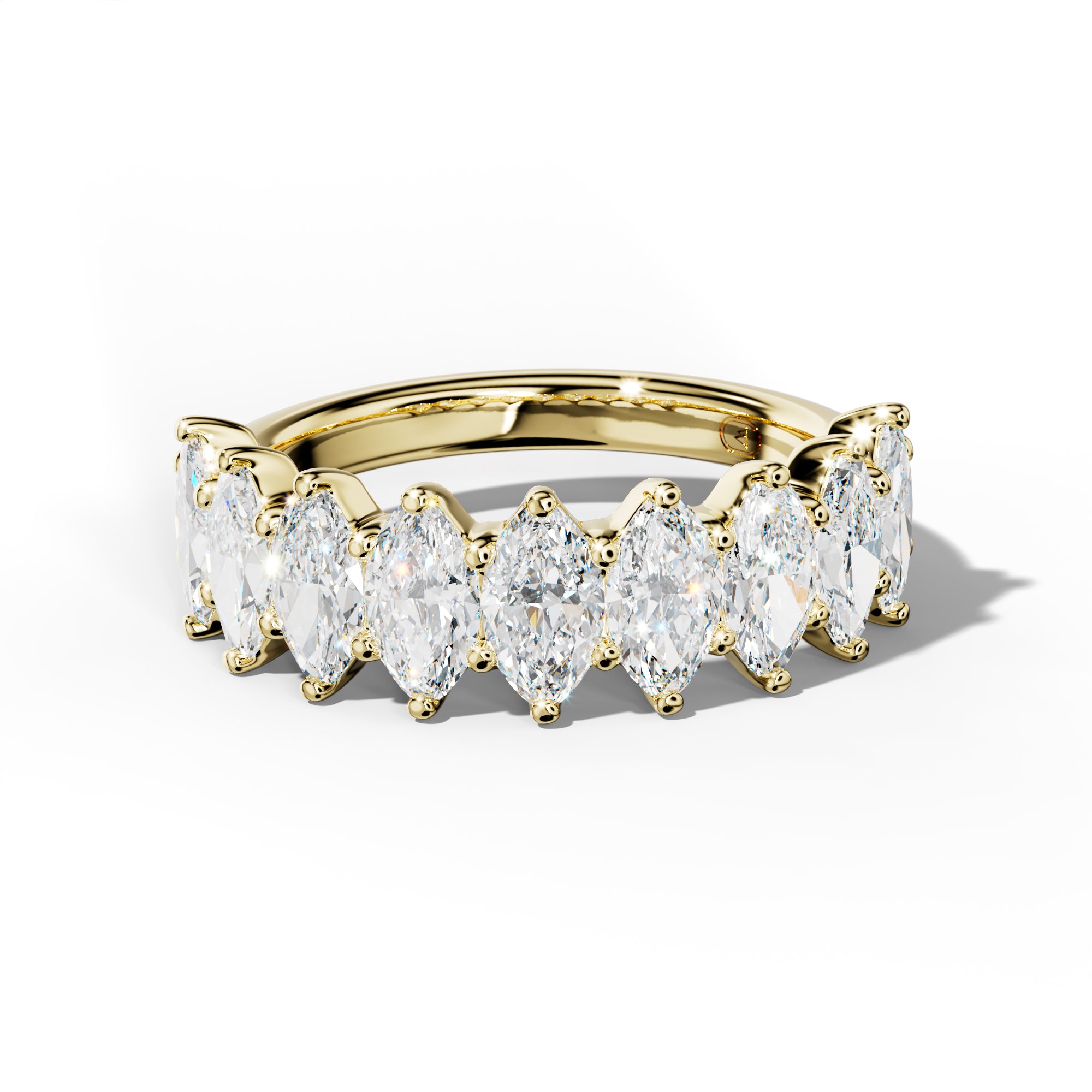 3.0 Carat Marquise Diamond Half Anniversary Band Shared Prong  Low-Set Design