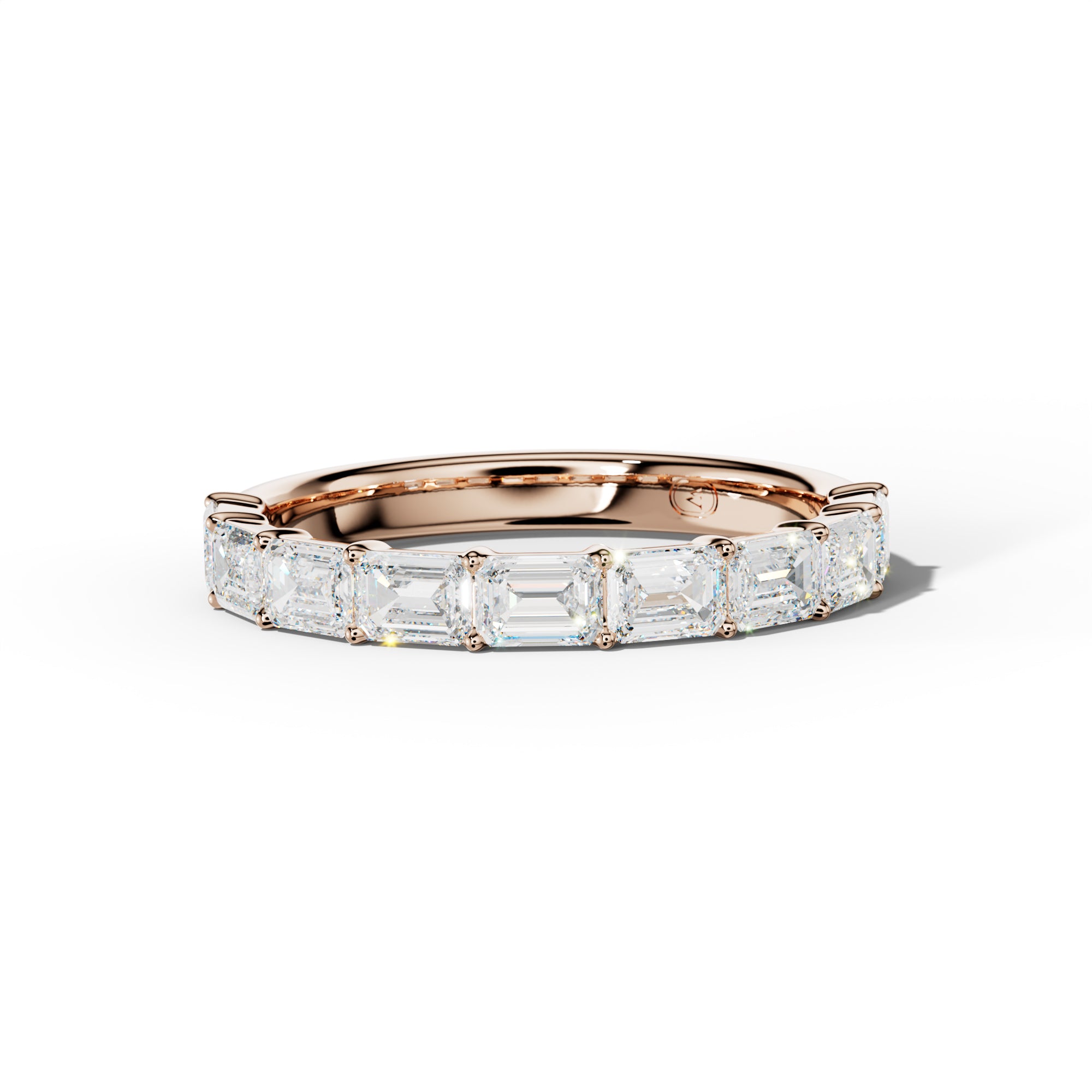 1.0 Carat East West Emerald Cut Diamond Half Anniversary Band Shared Prong  Low-Set Design