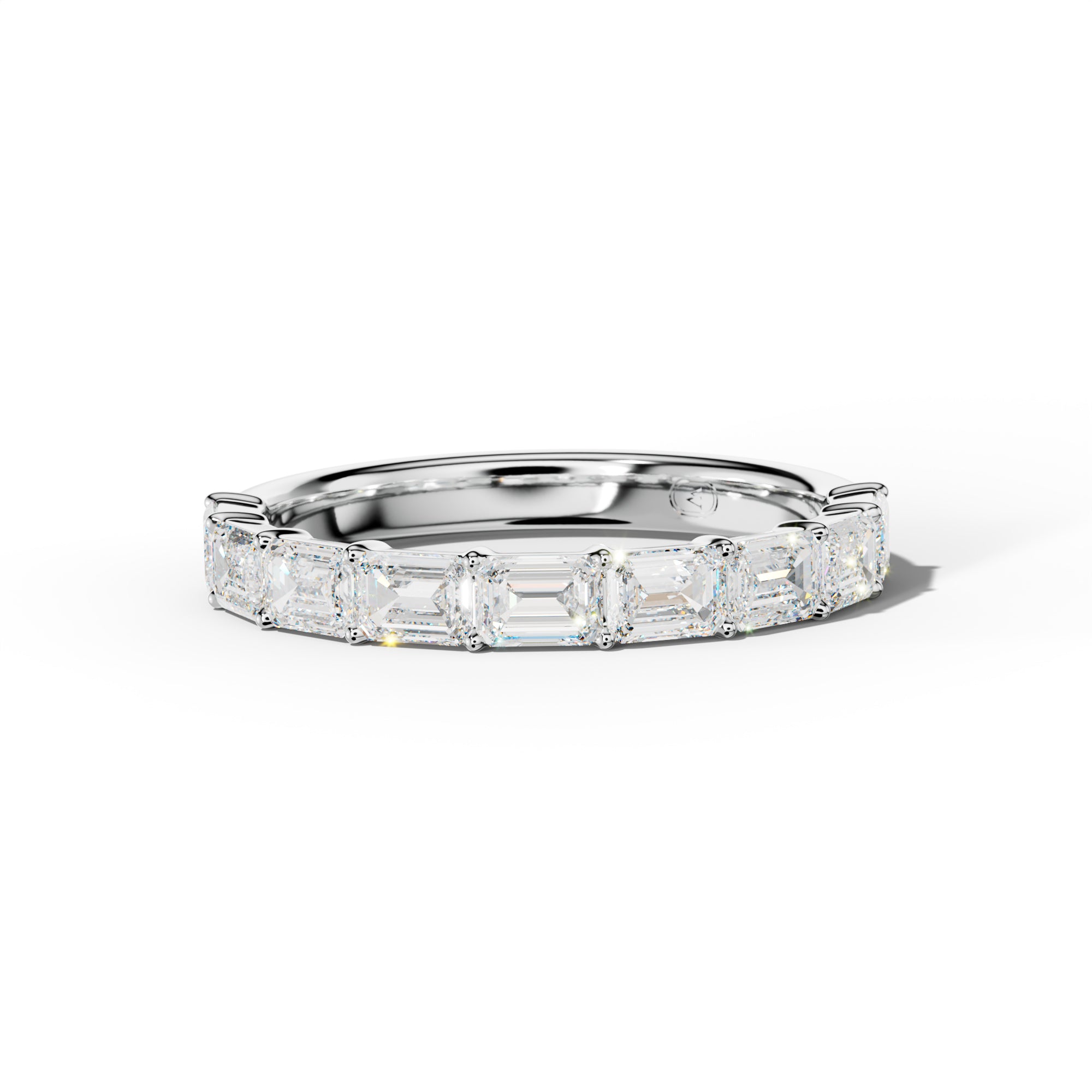 1.0 Carat East West Emerald Cut Diamond Half Anniversary Band Shared Prong  Low-Set Design