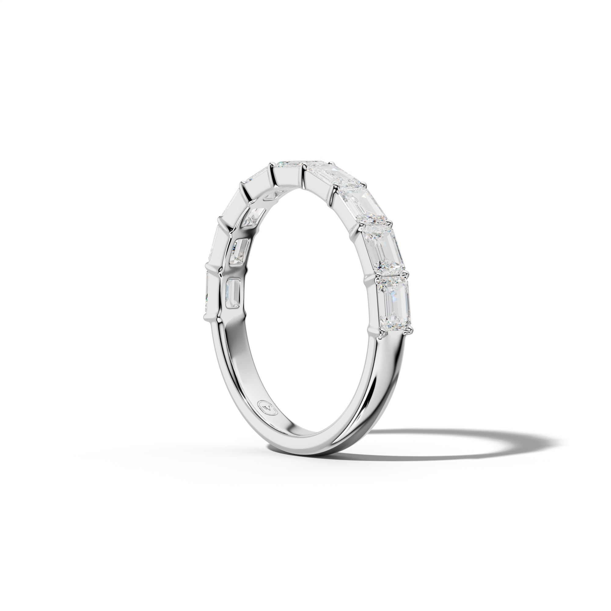 1.0 Carat East West Emerald Cut Diamond Half Anniversary Band Shared Prong  Low-Set Design