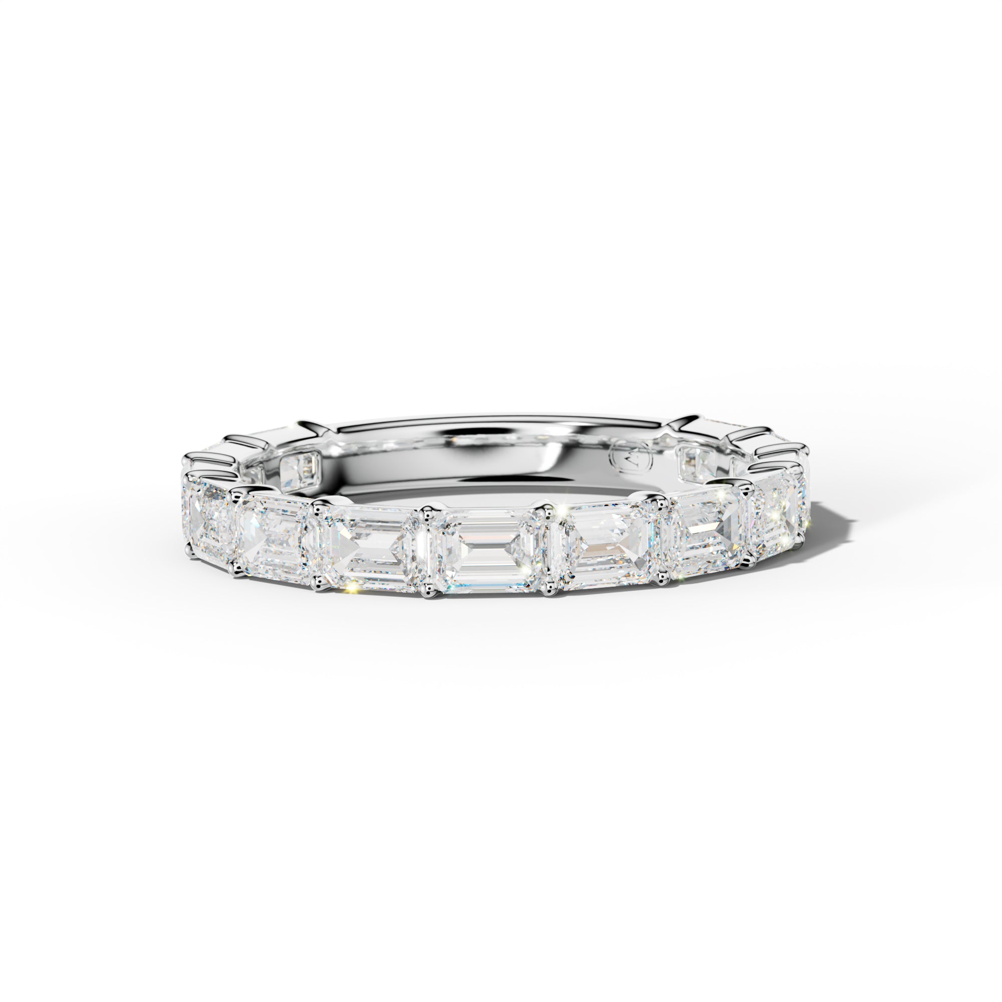 2.0 Carat East West Emerald Cut Diamond 3/4 Anniversary Band Shared Prong Low-Set Design