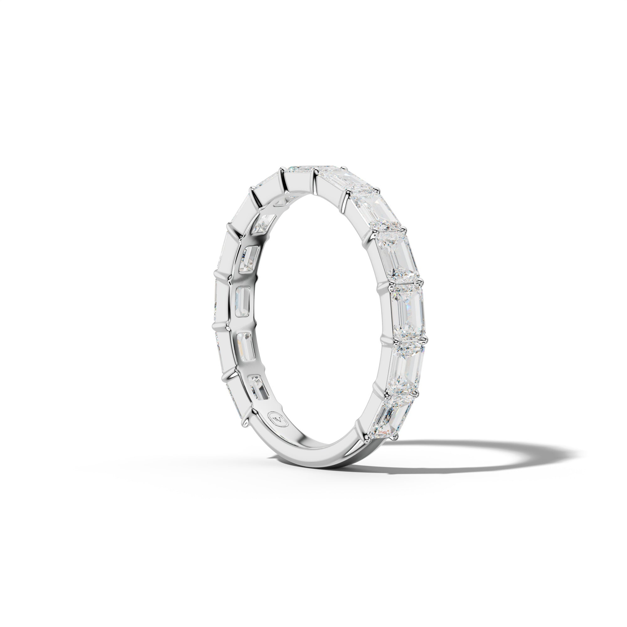 2.0 Carat East West Emerald Cut Diamond 3/4 Anniversary Band Shared Prong Low-Set Design