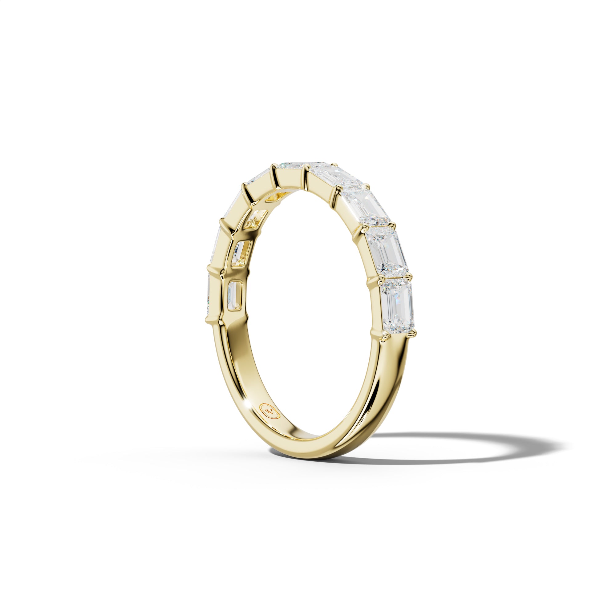 1.0 Carat East West Emerald Cut Diamond Half Anniversary Band Shared Prong  Low-Set Design