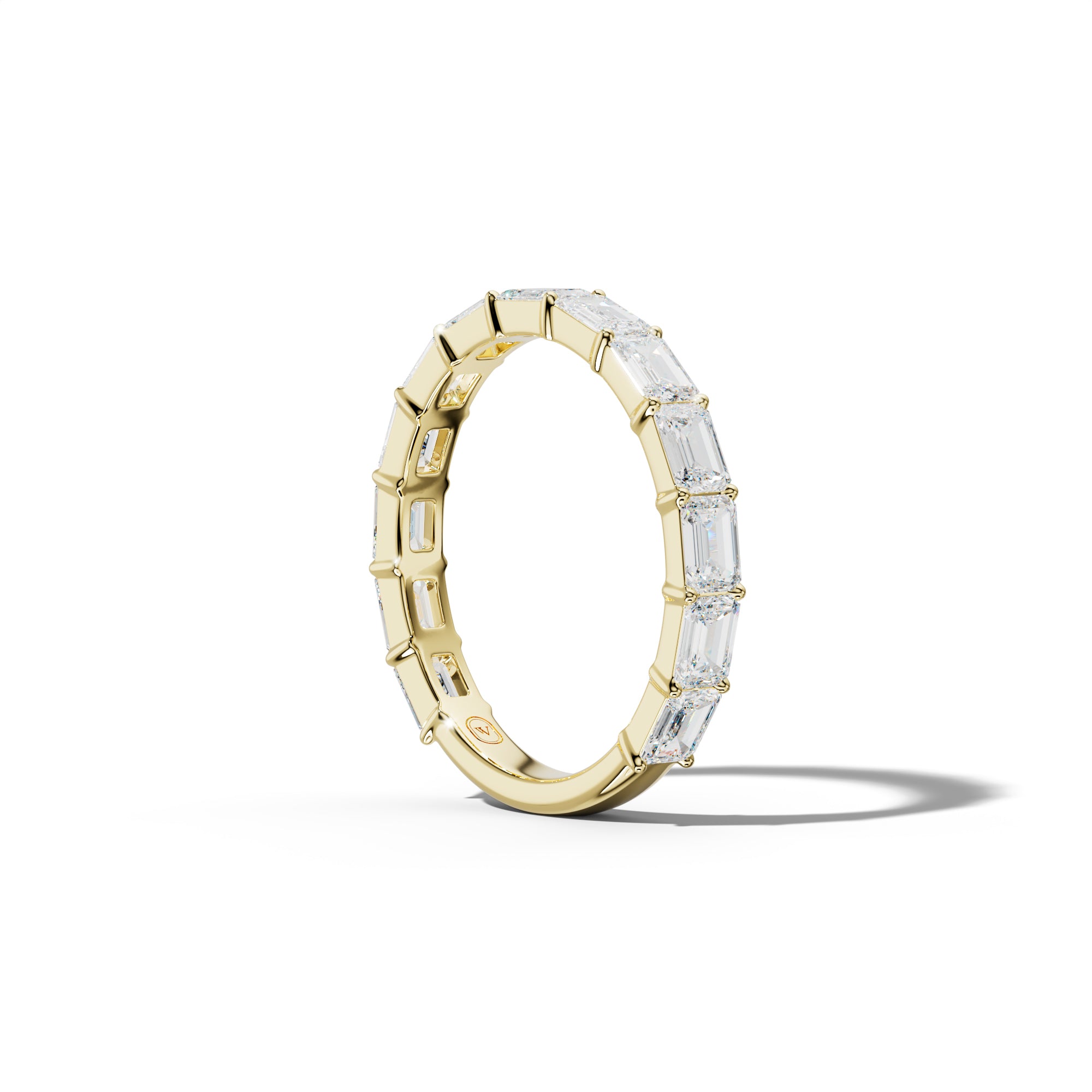 2.0 Carat East West Emerald Cut Diamond 3/4 Anniversary Band Shared Prong Low-Set Design