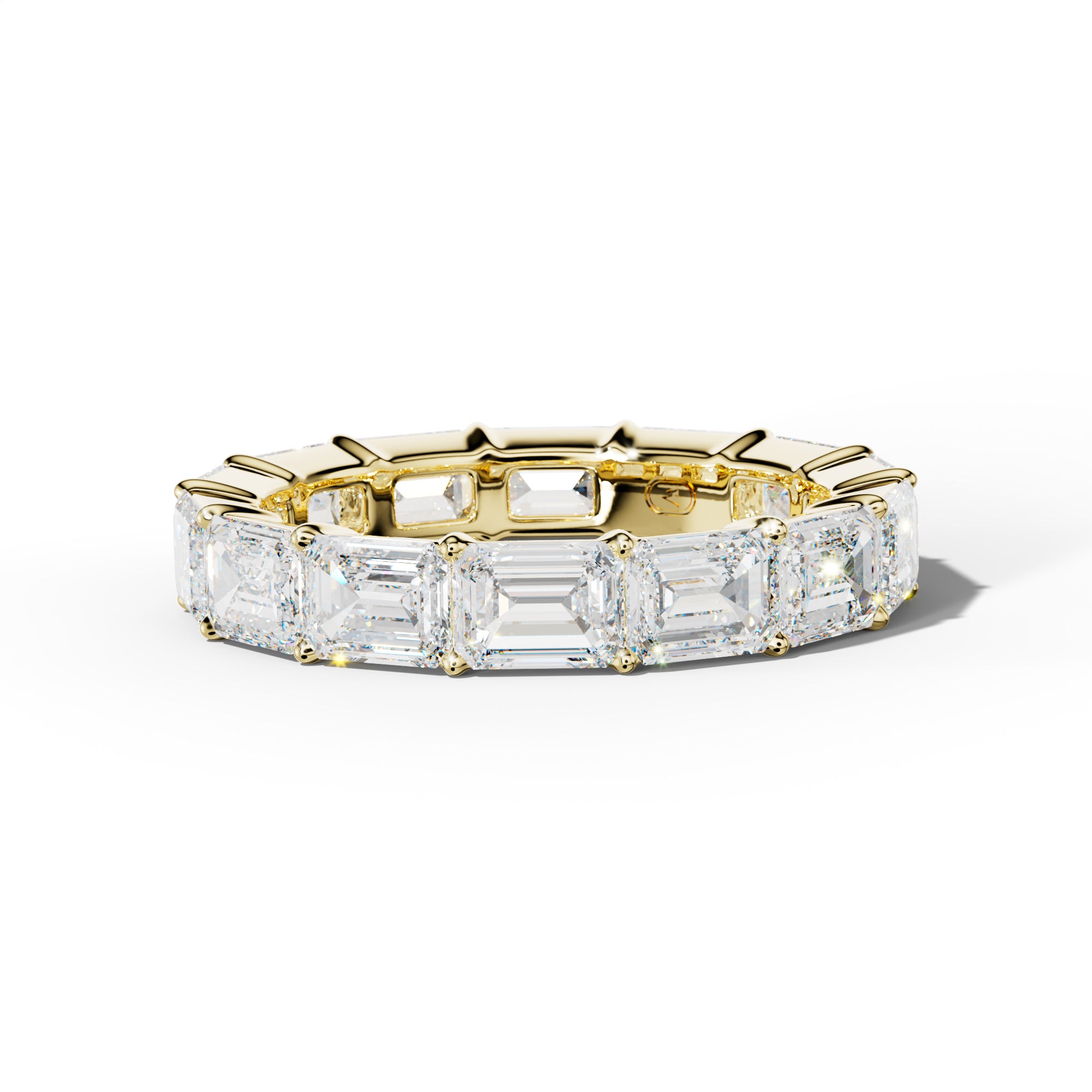 6.0 Carat East West Emerald Cut Diamond Eternity Band Shared Prong  Low-Set Design  Low-Set Design