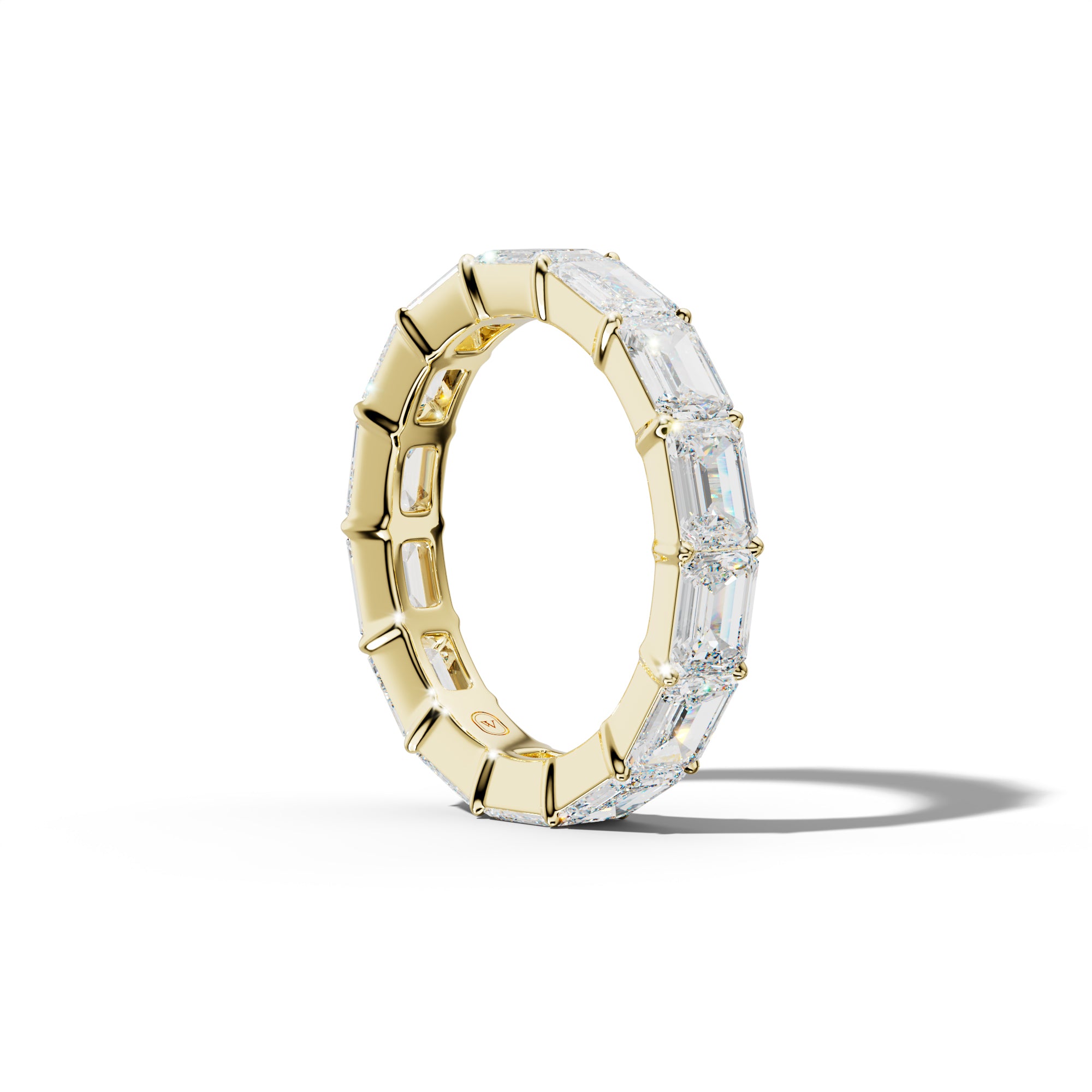 6.0 Carat East West Emerald Cut Diamond Eternity Band Shared Prong  Low-Set Design  Low-Set Design