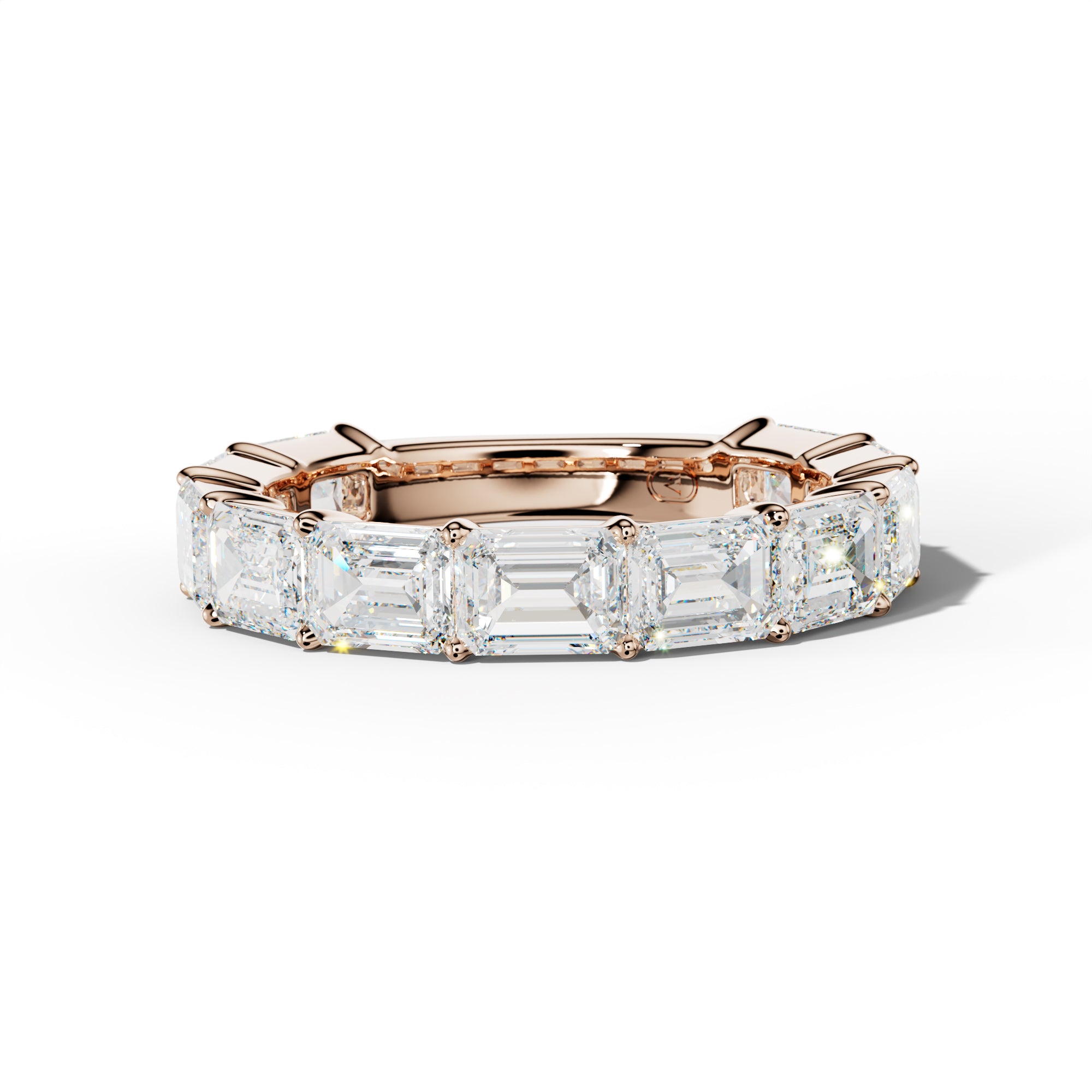 5.0 Carat East West Emerald Cut Diamond 3/4 Anniversary Band Shared Prong  Low-Set Design  Low-Set Design