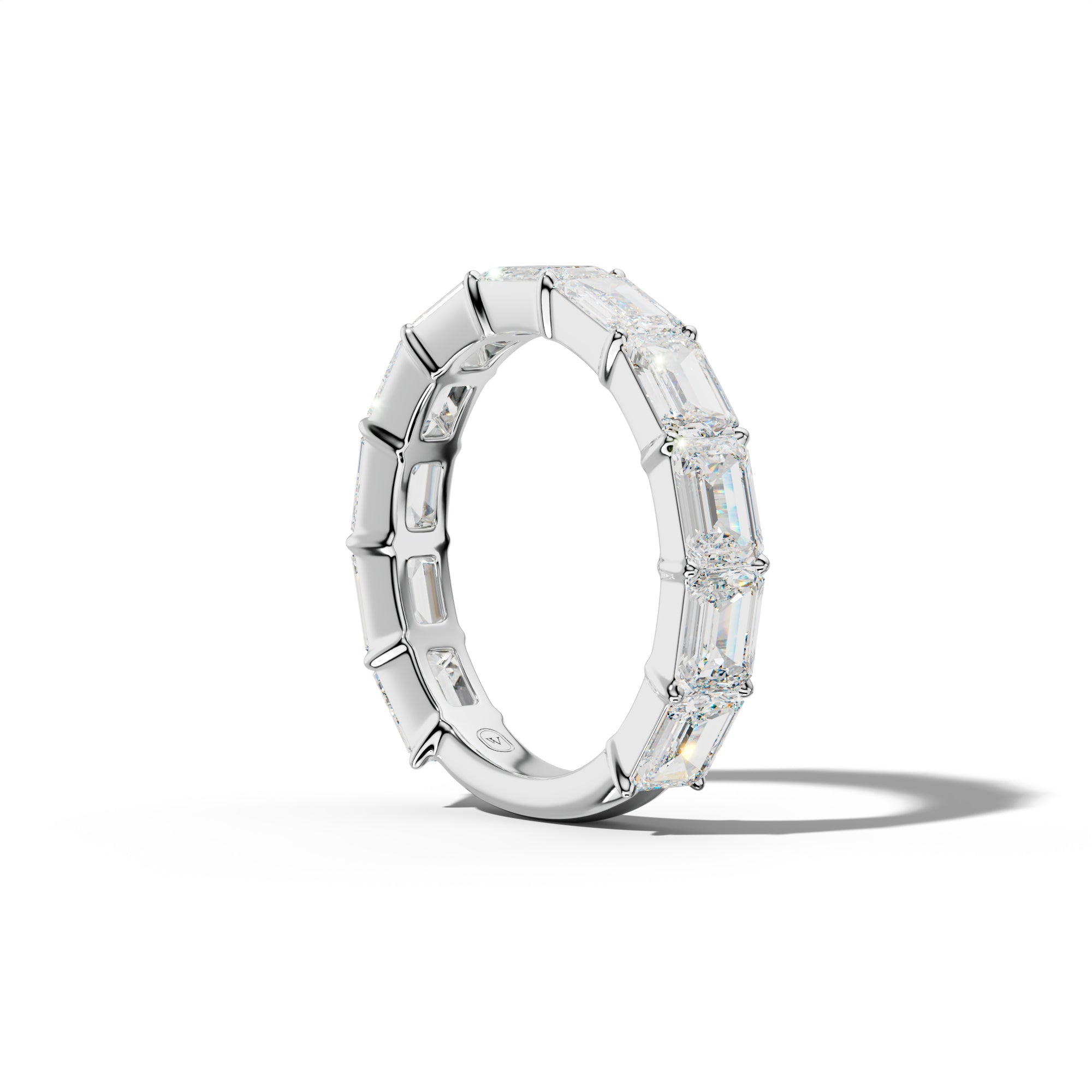 5.0 Carat East West Emerald Cut Diamond 3/4 Anniversary Band Shared Prong  Low-Set Design  Low-Set Design