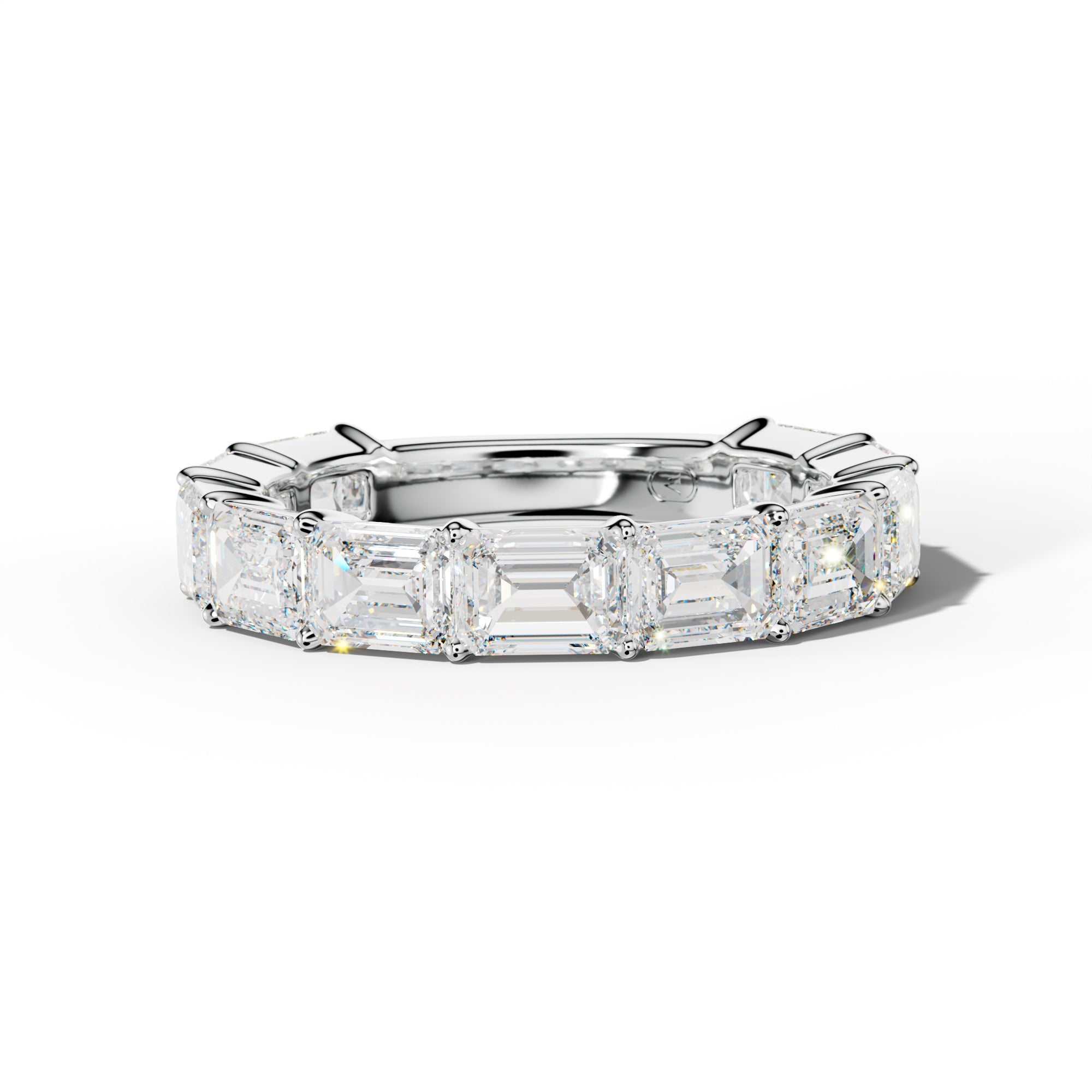 5.0 Carat East West Emerald Cut Diamond 3/4 Anniversary Band Shared Prong  Low-Set Design  Low-Set Design