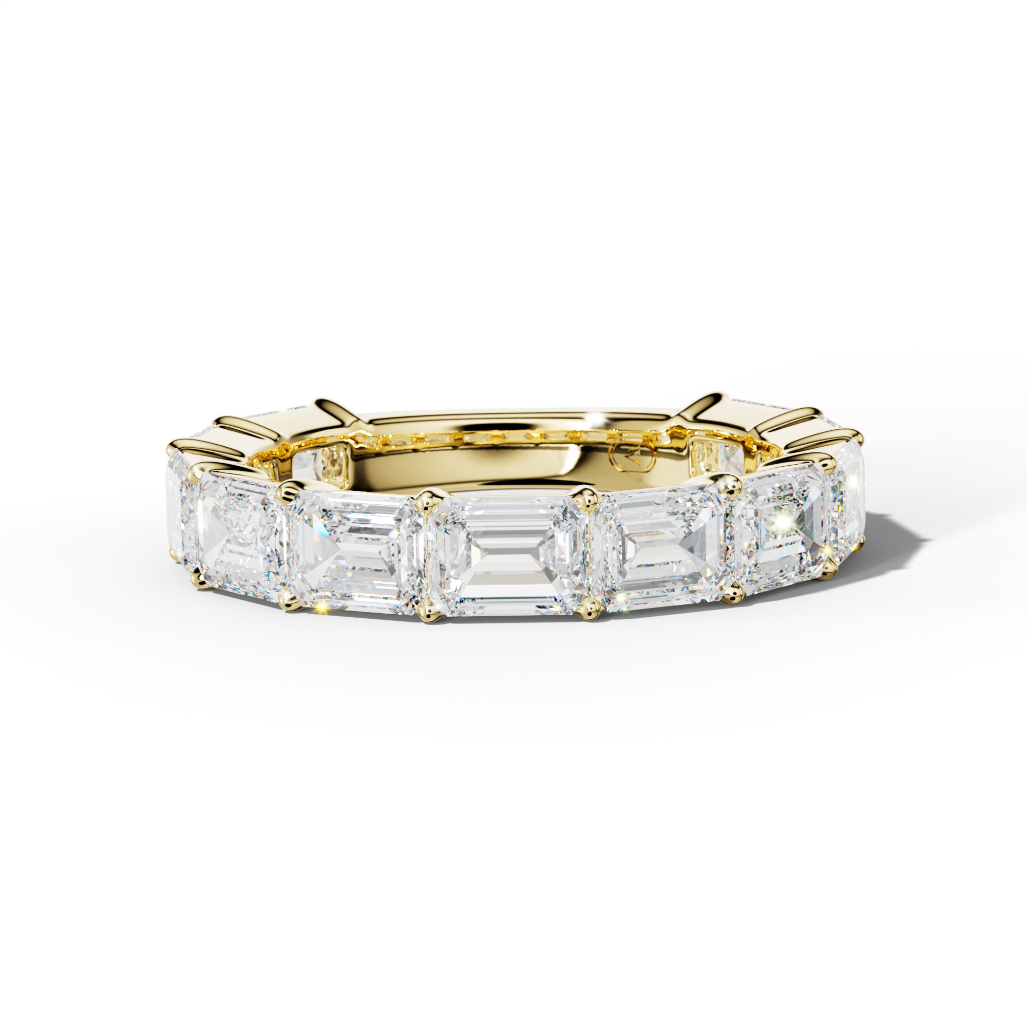 5.0 Carat East West Emerald Cut Diamond 3/4 Anniversary Band Shared Prong  Low-Set Design  Low-Set Design