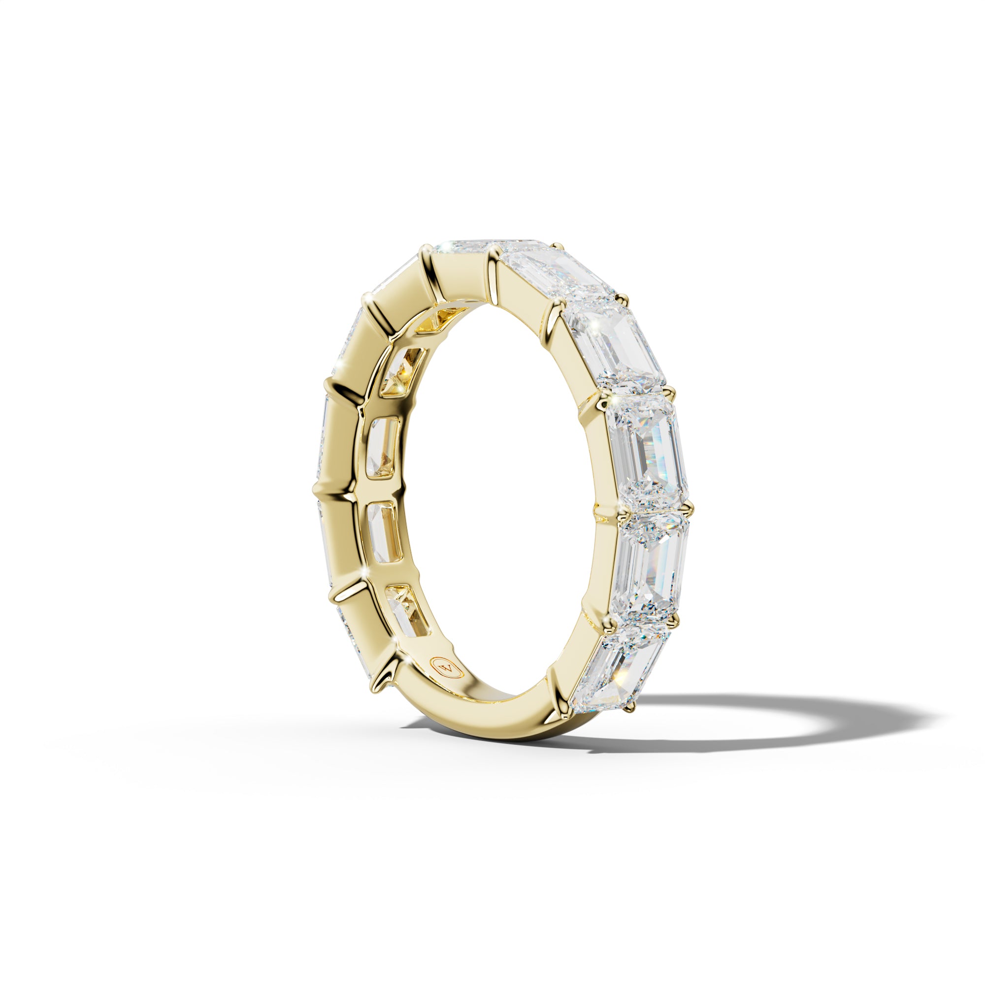 5.0 Carat East West Emerald Cut Diamond 3/4 Anniversary Band Shared Prong  Low-Set Design  Low-Set Design