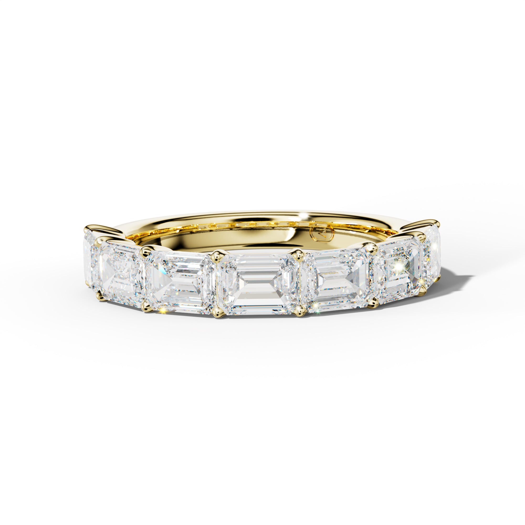 3.0 Carat East West Emerald Cut Diamond Half Anniversary Band Shared Prong  Low-Set Design  Low-Set Design