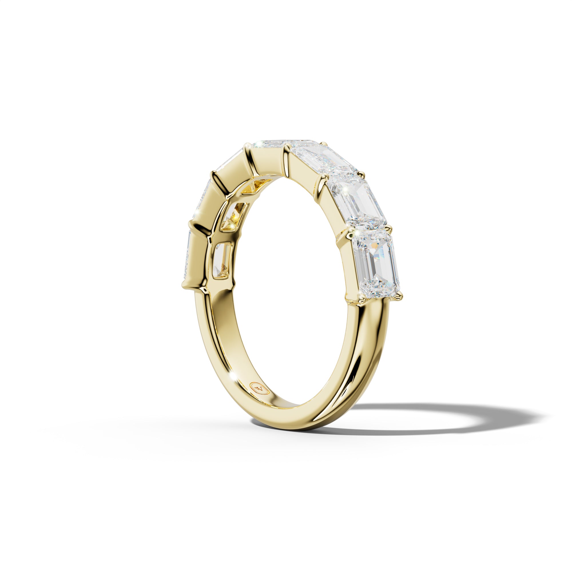 3.0 Carat East West Emerald Cut Diamond Half Anniversary Band Shared Prong  Low-Set Design  Low-Set Design