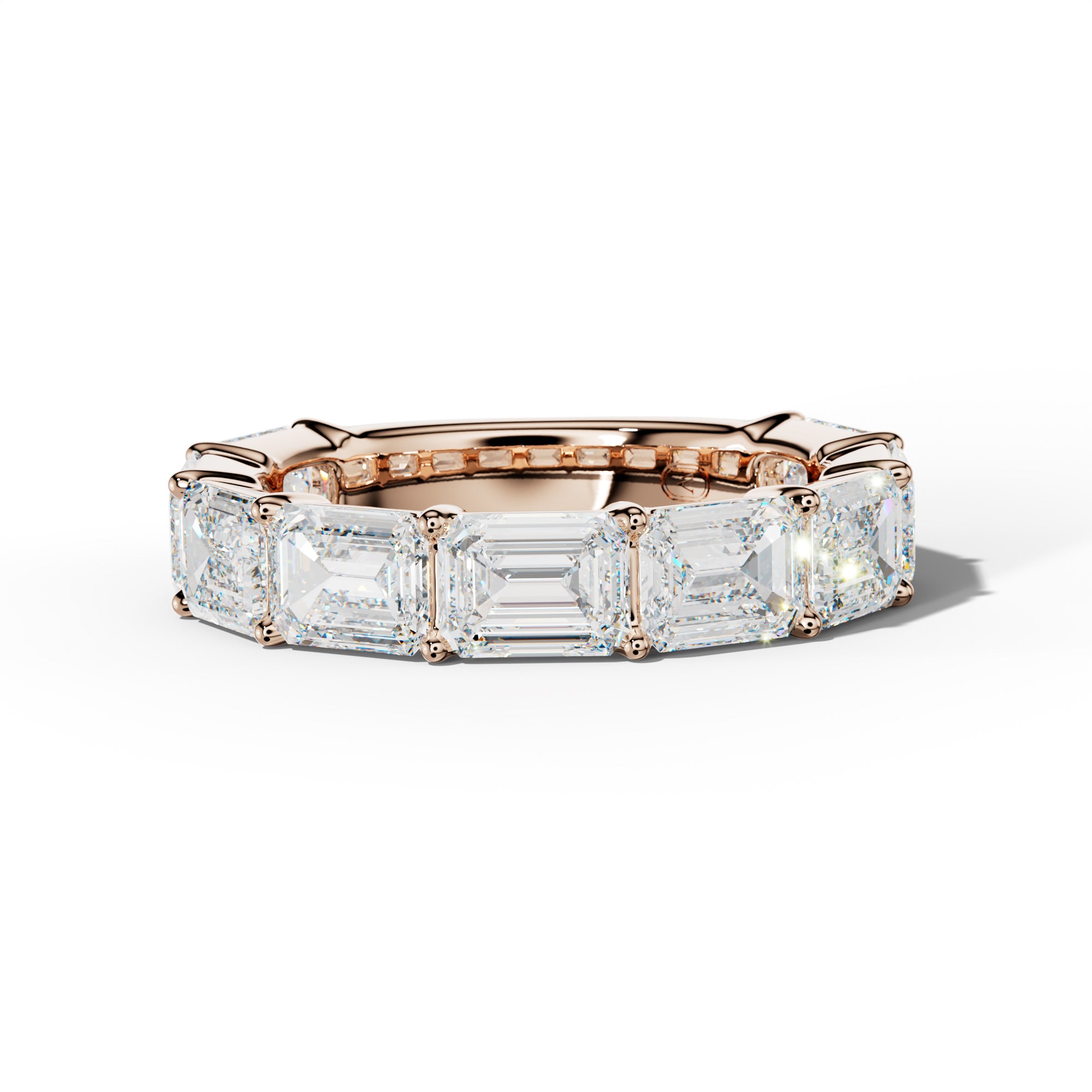 6.0 Carat East West Emerald Cut Diamond 3/4 Anniversary Band Shared Prong  Low-Set Design  Low-Set Design