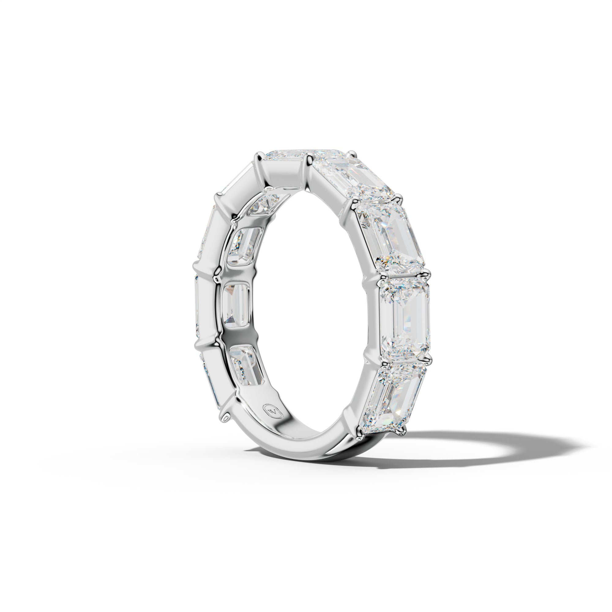 6.0 Carat East West Emerald Cut Diamond 3/4 Anniversary Band Shared Prong  Low-Set Design  Low-Set Design