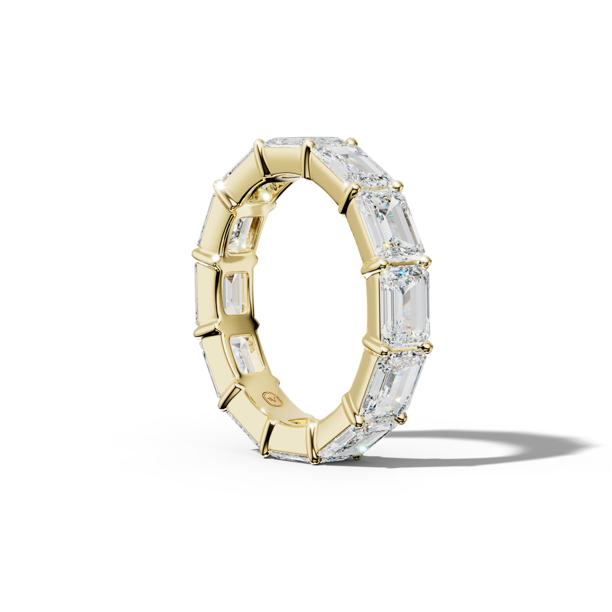7.0 Carat East West Emerald Cut Diamond Eternity Band Shared Prong  Low-Set Design  Low-Set Design