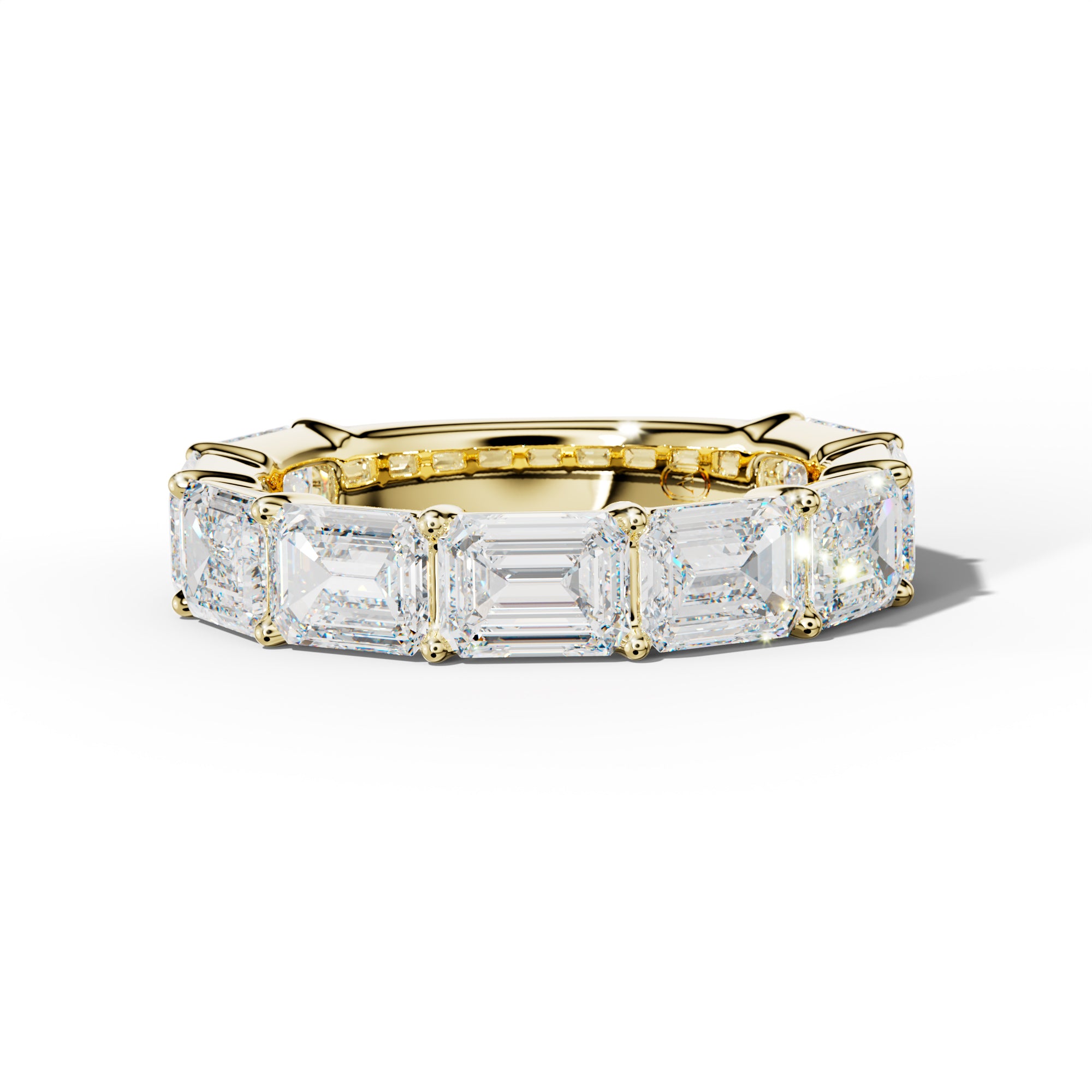 6.0 Carat East West Emerald Cut Diamond 3/4 Anniversary Band Shared Prong  Low-Set Design  Low-Set Design