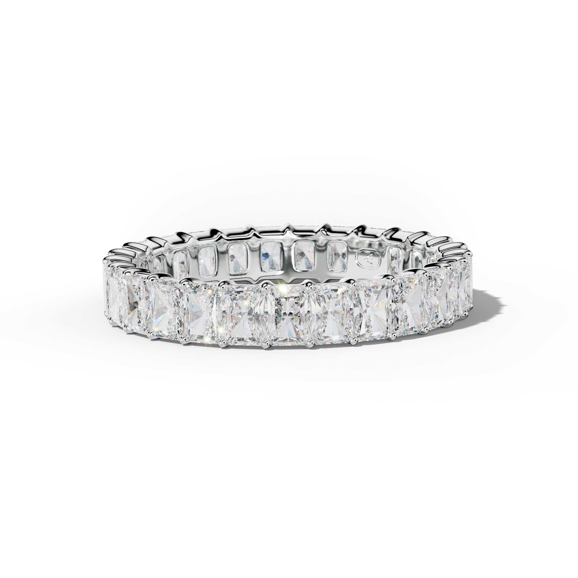 4.0 Carat Radiant Diamond Eternity Band Shared Prong Low-Set Design