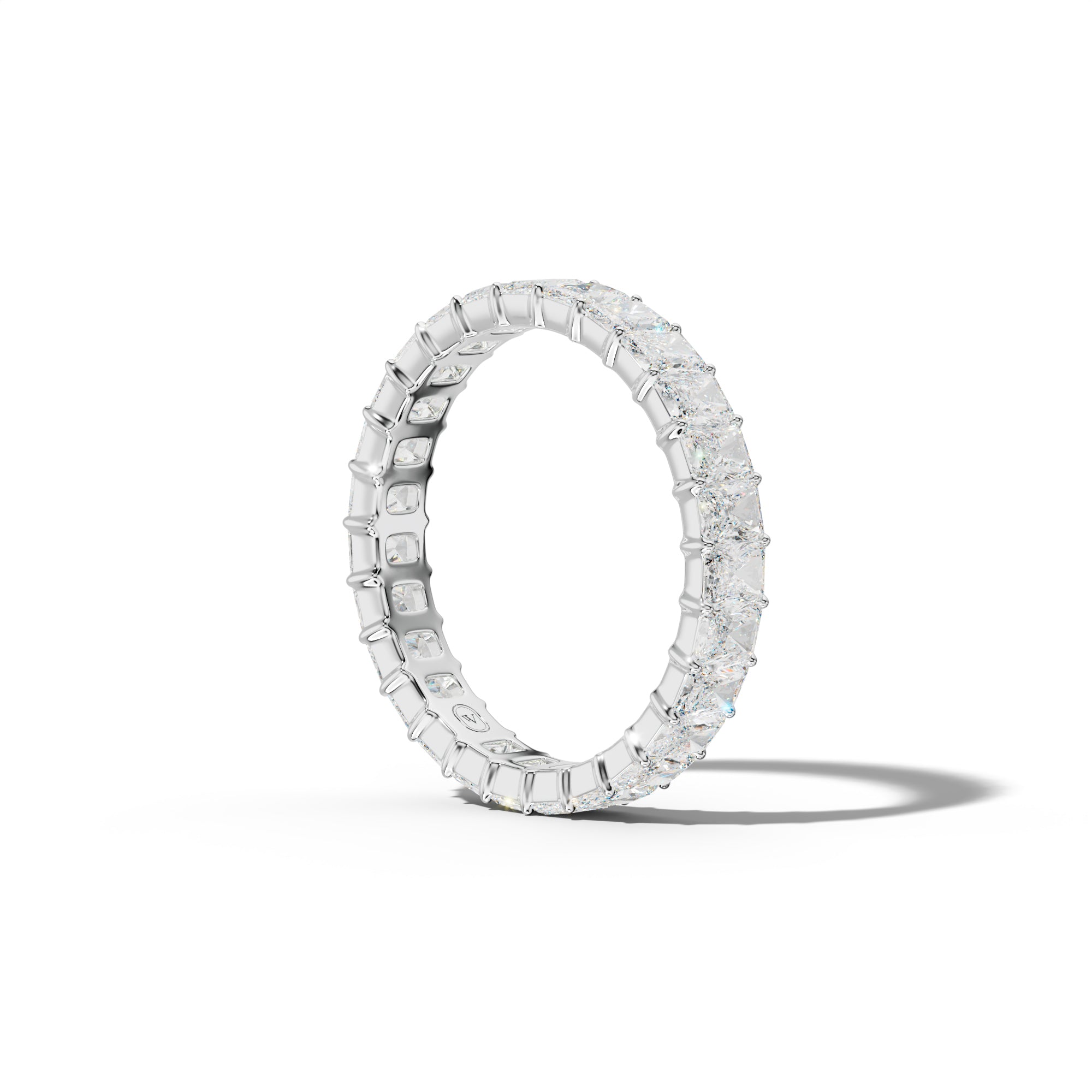 4.0 Carat Radiant Diamond Eternity Band Shared Prong Low-Set Design